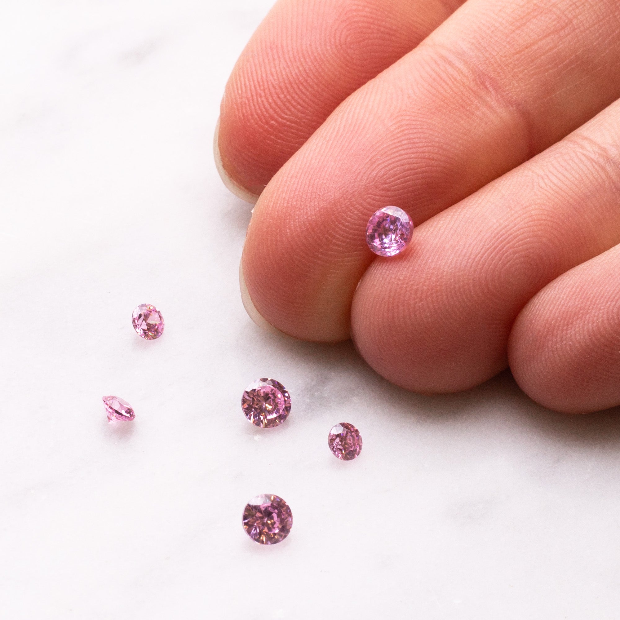 Pastel Pink Cubic Zirconia Faceted Stones Approx 3mm Round