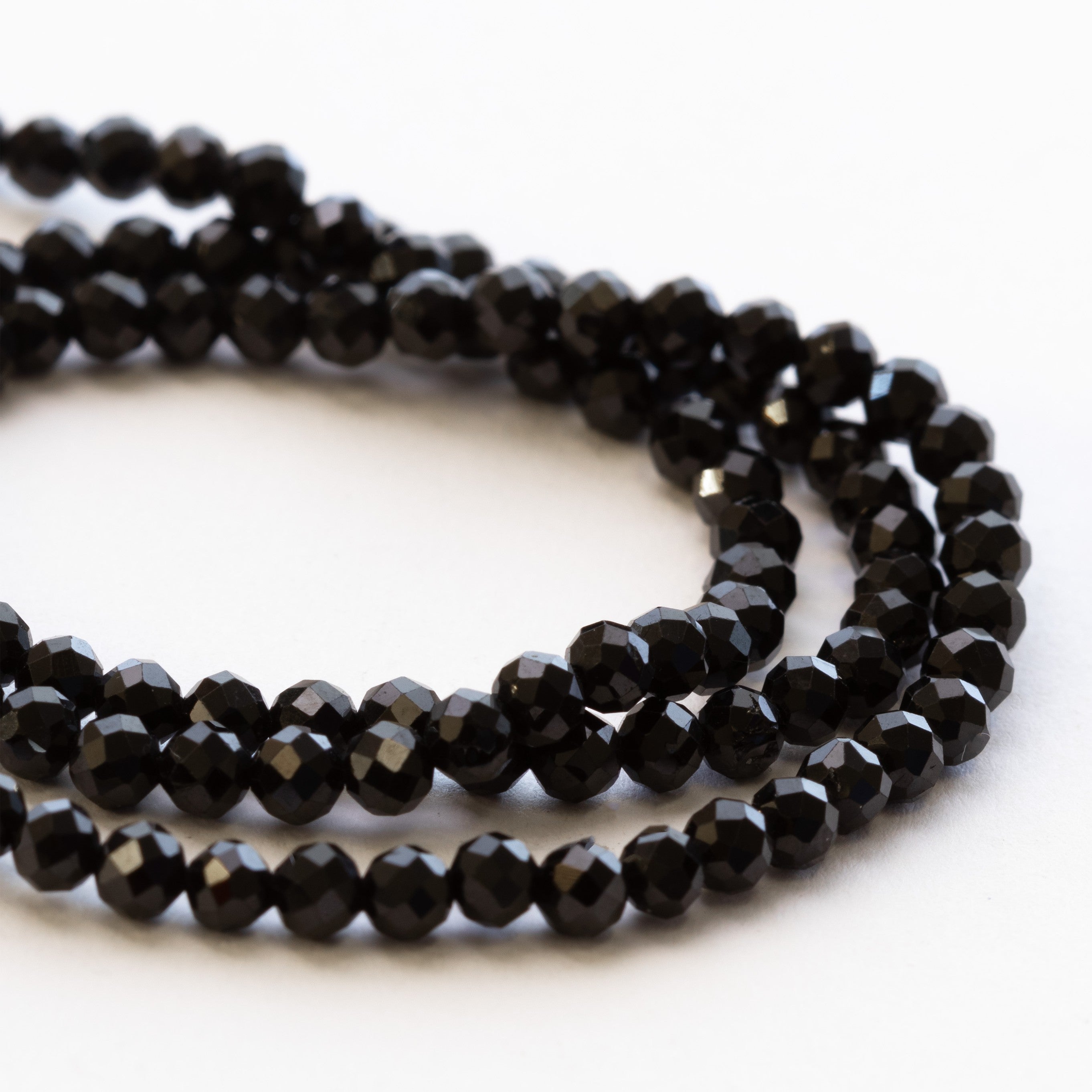 Black Onyx Faceted Round Beads Approx 3mm