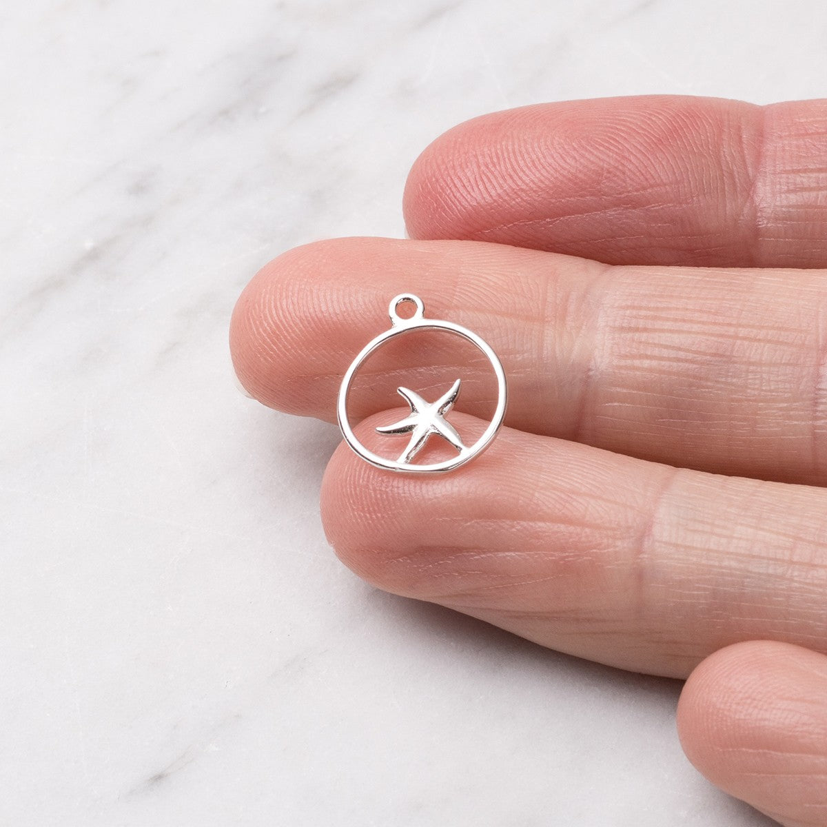 Sterling Silver Circular Starfish Pendant Charm