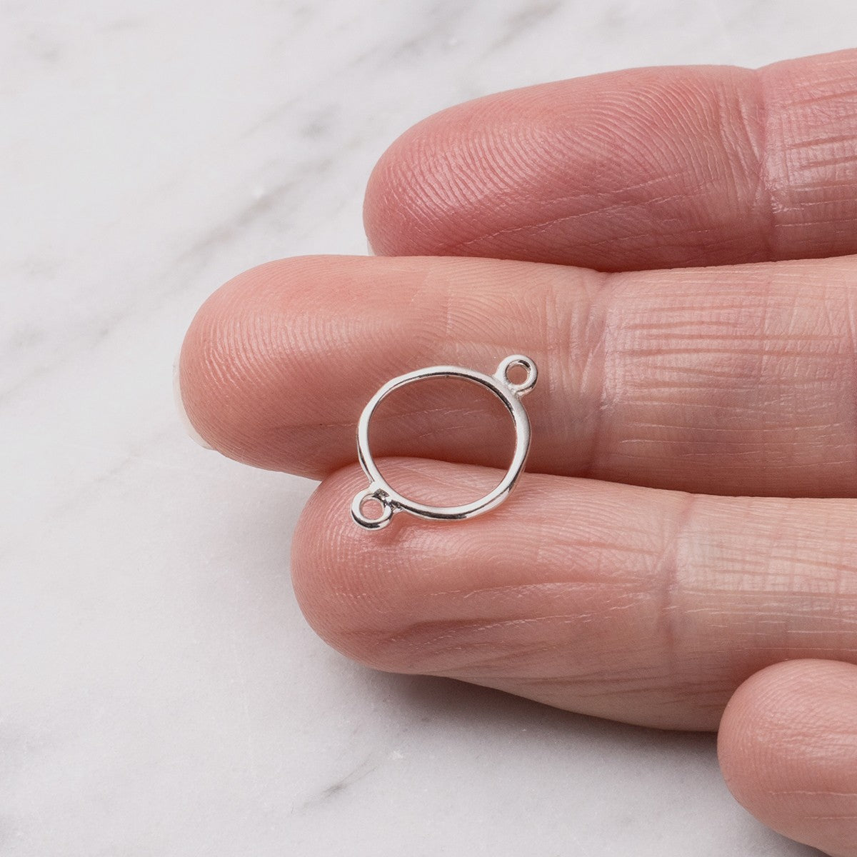 Sterling Silver Organic Circle Connector Link