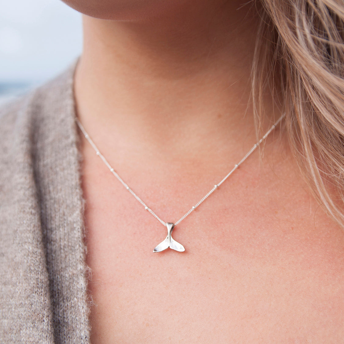 Sterling Silver Whale Tail Charm With Bail