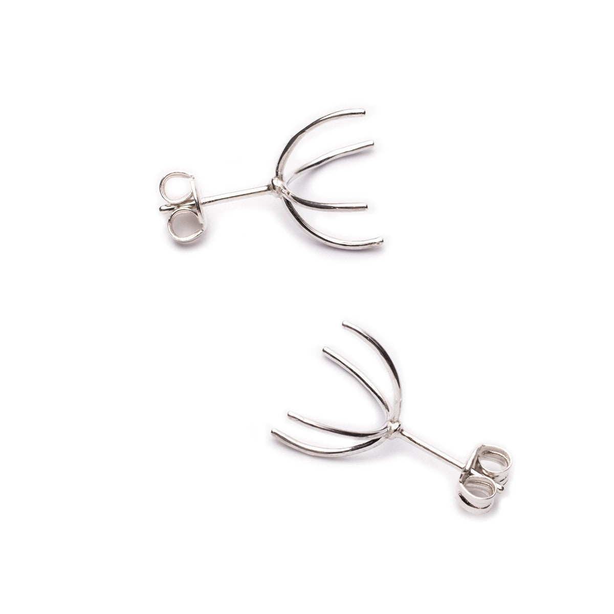 Sterling Silver Huggie Claw Earstuds Pair