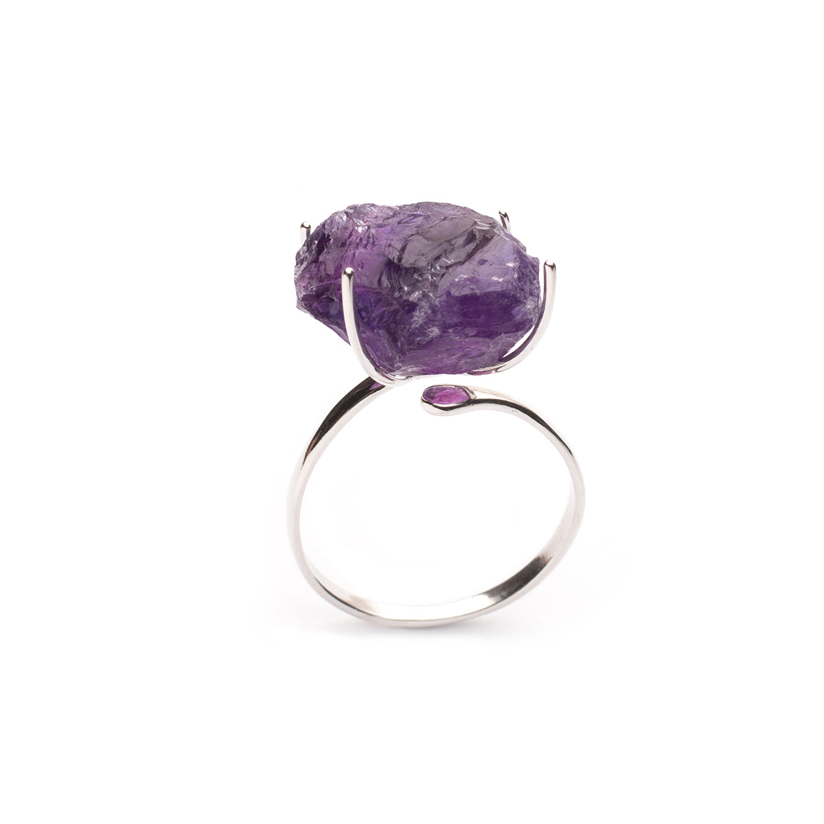 Sterling Silver Adjustable Huggie Claw Ring For Rough Crystals & Sea Glass