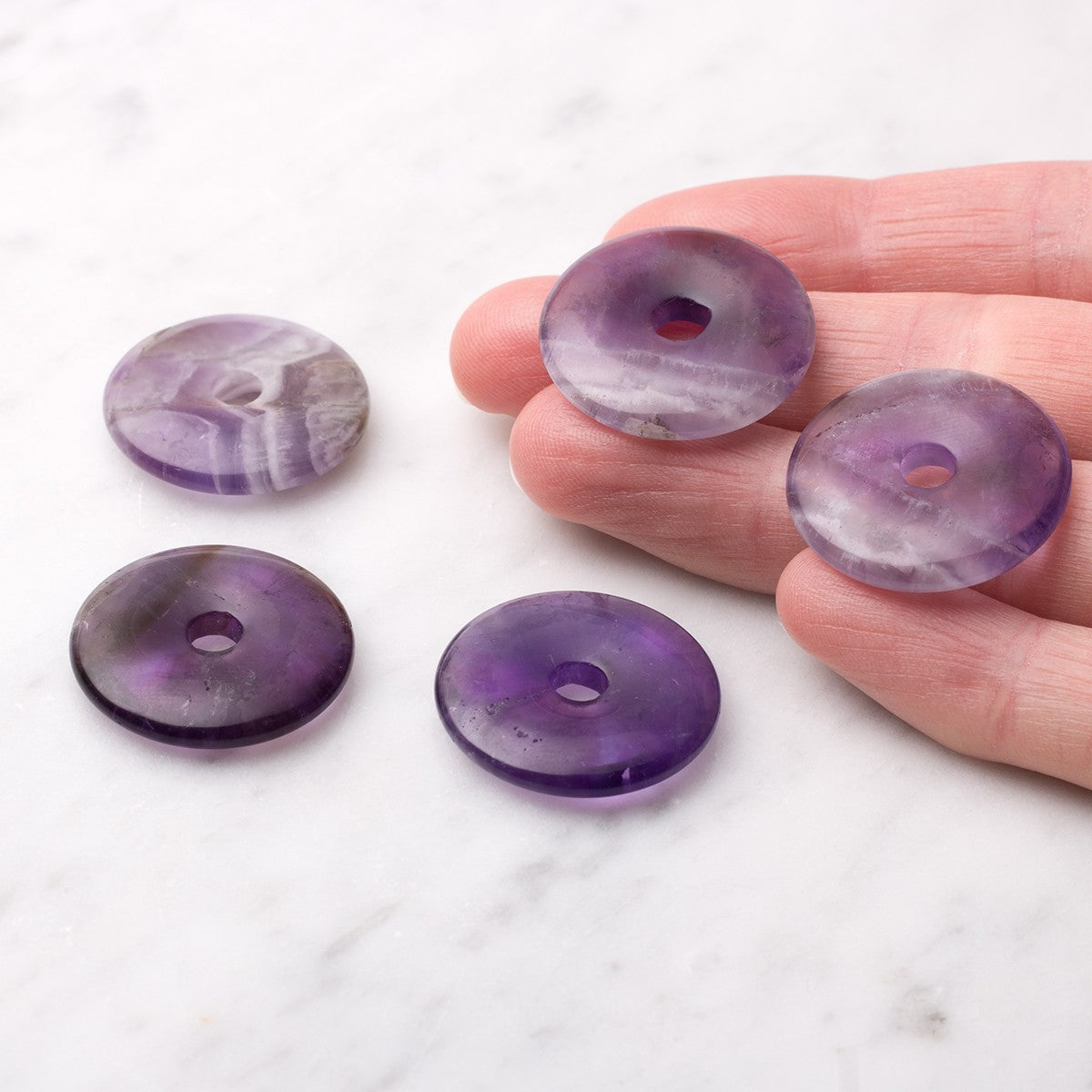 Amethyst Gemstone Donuts Approx 25mm