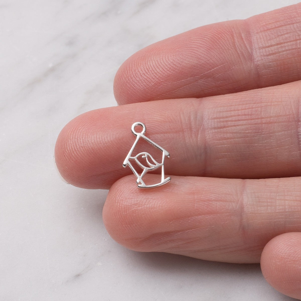 Sterling Silver Birdhouse Pendant Charm