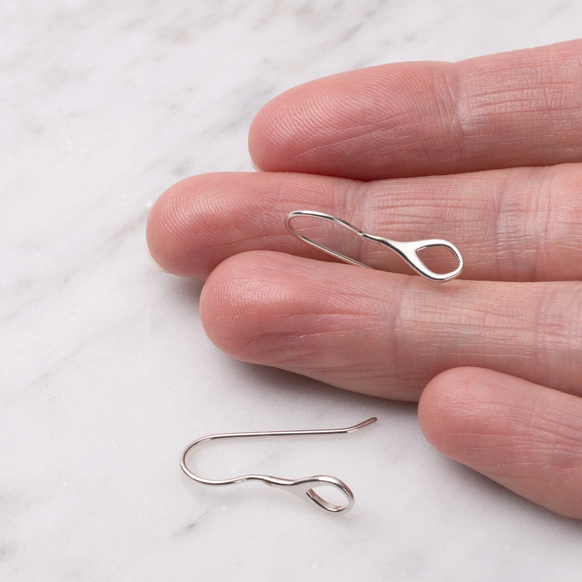Sterling Silver Shepherds Crook Earwires With Decorative Teardrop Loop