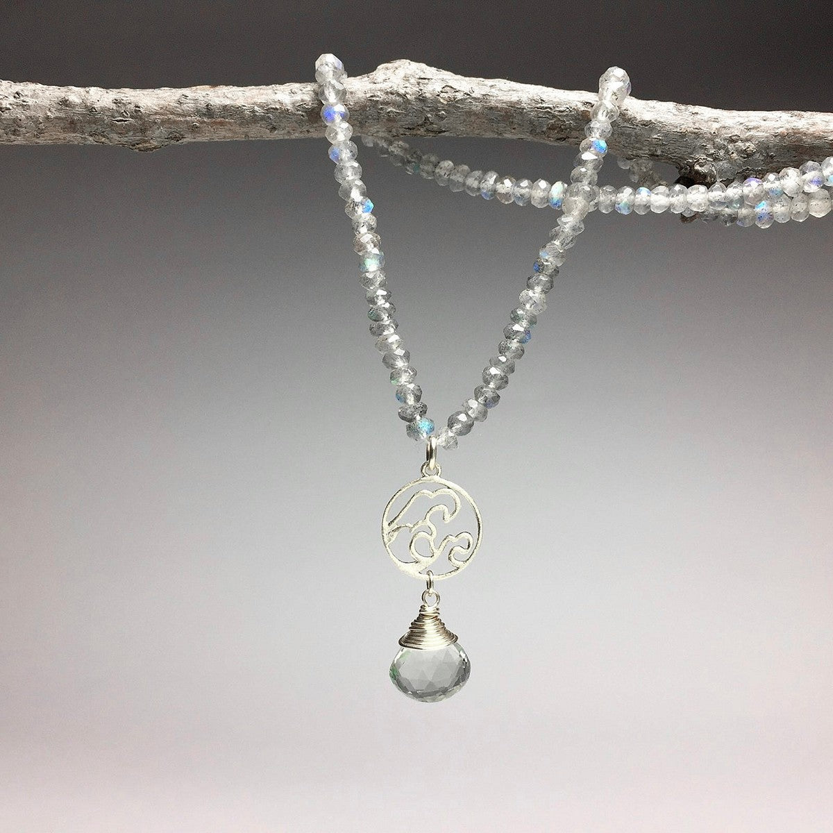 Sterling Silver Circular Wave Pendant Charm