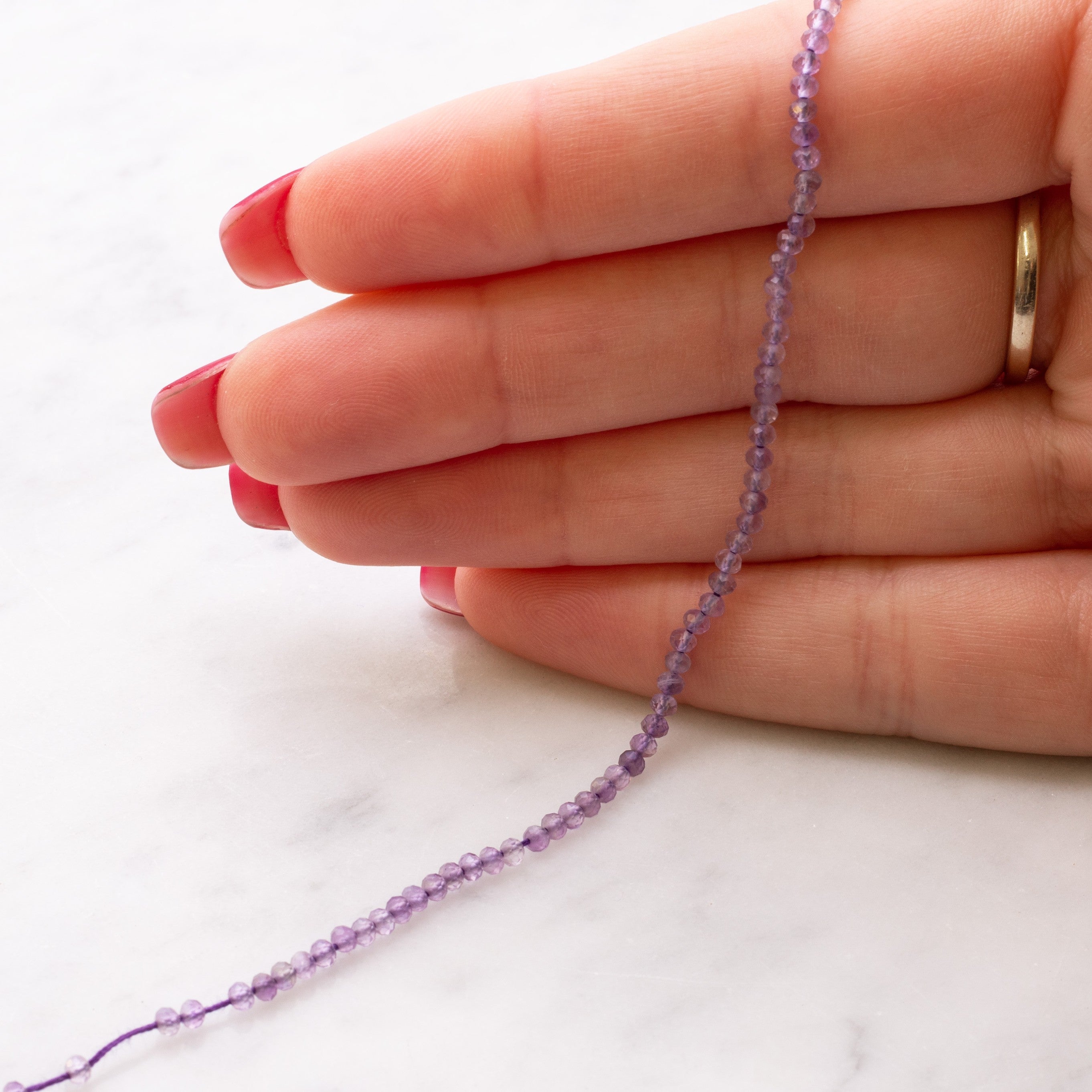 Amethyst Micro Faceted Round Beads Approx 2.5mm