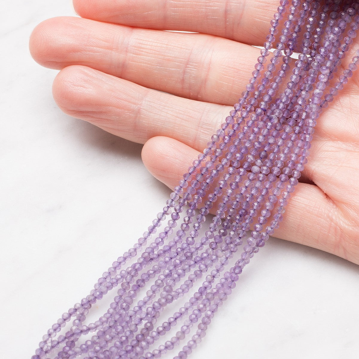 Amethyst Micro Faceted Round Beads Approx 2.5mm