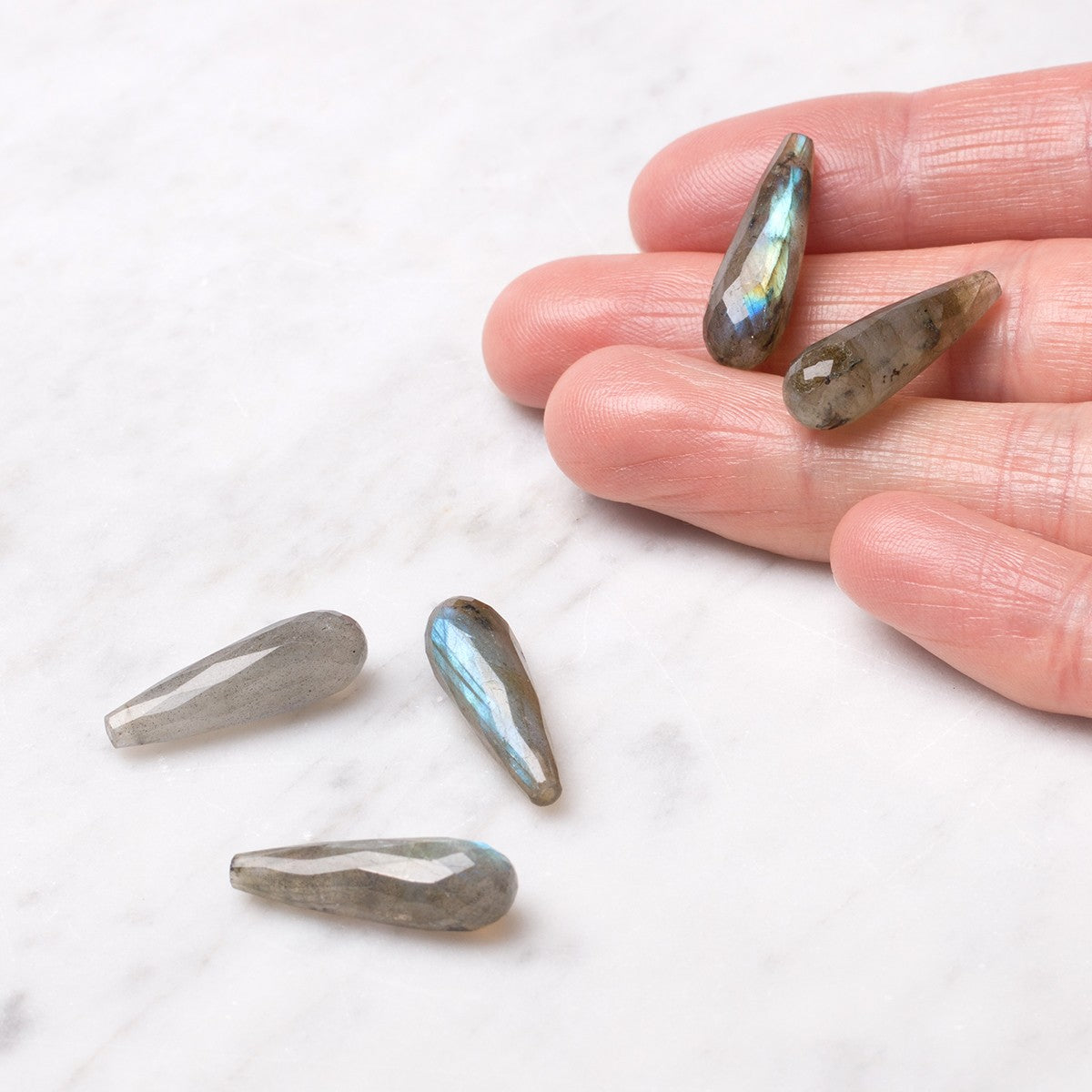 Labradorite Top Drilled Faceted Teardrop Gemstone Beads Approx 22x7mm
