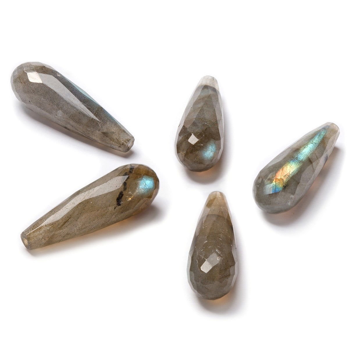 Labradorite Top Drilled Faceted Teardrop Gemstone Beads Approx 22x7mm