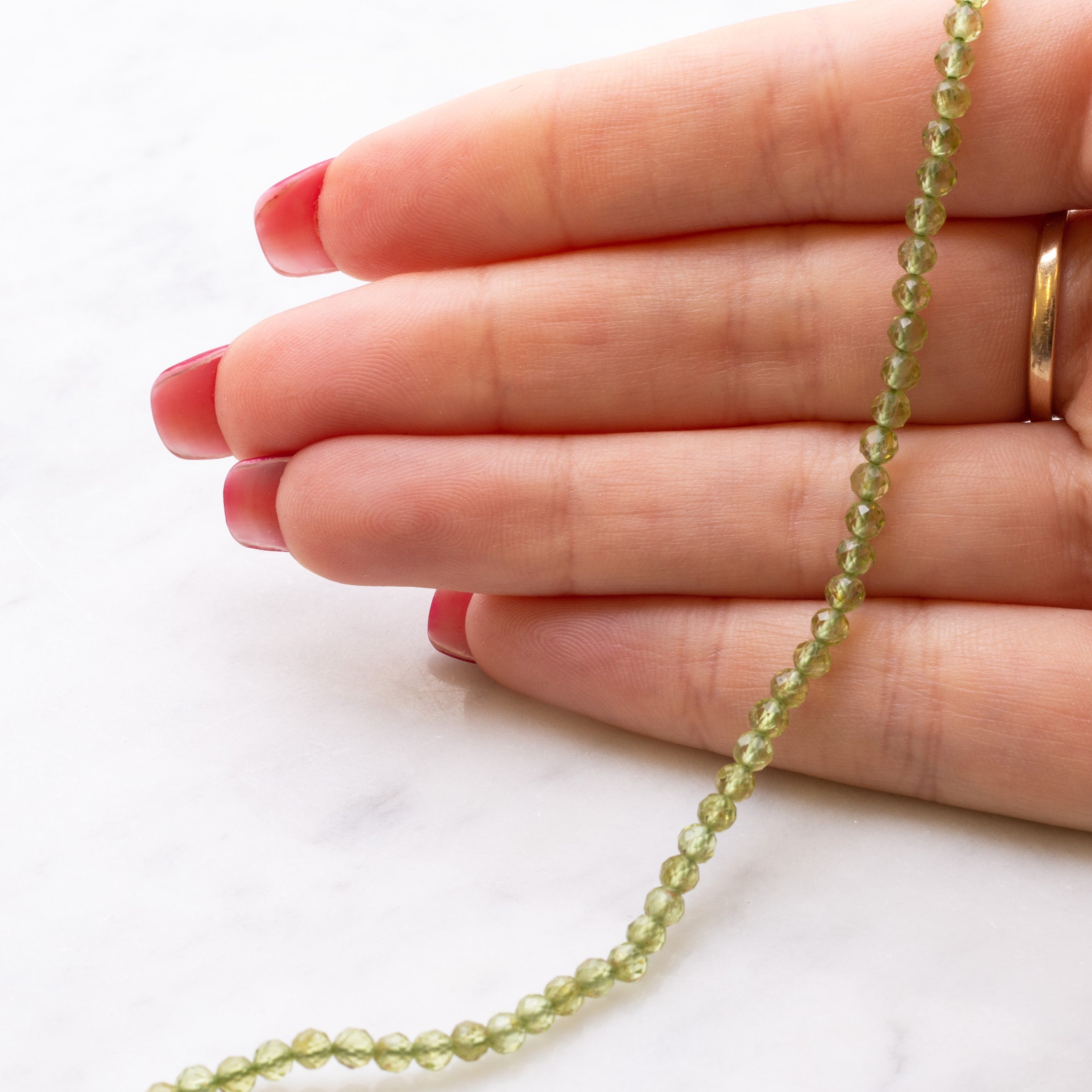 Peridot Faceted Round Beads Approx 3.5mm