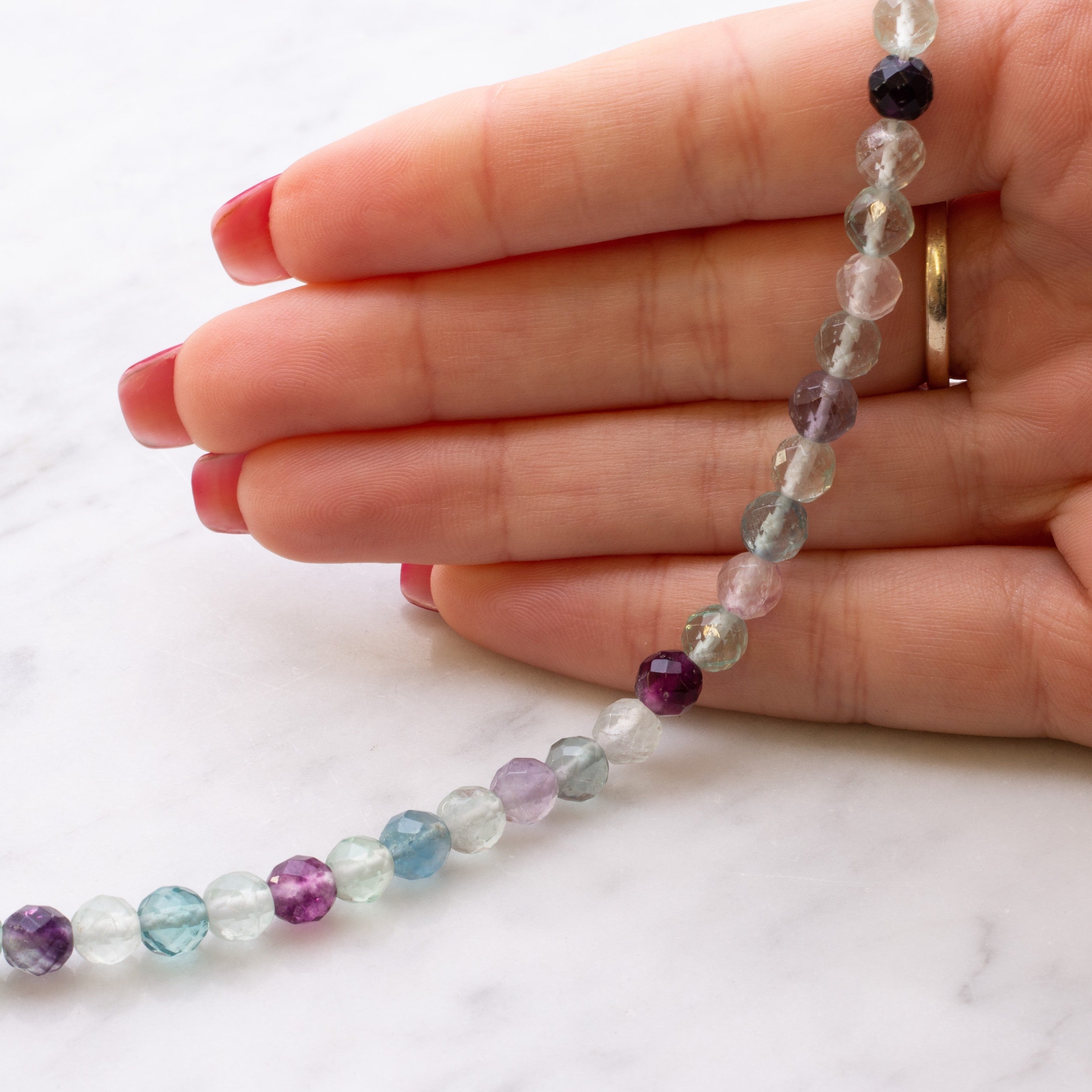 Rainbow Fluorite Faceted Beads Approx 6mm