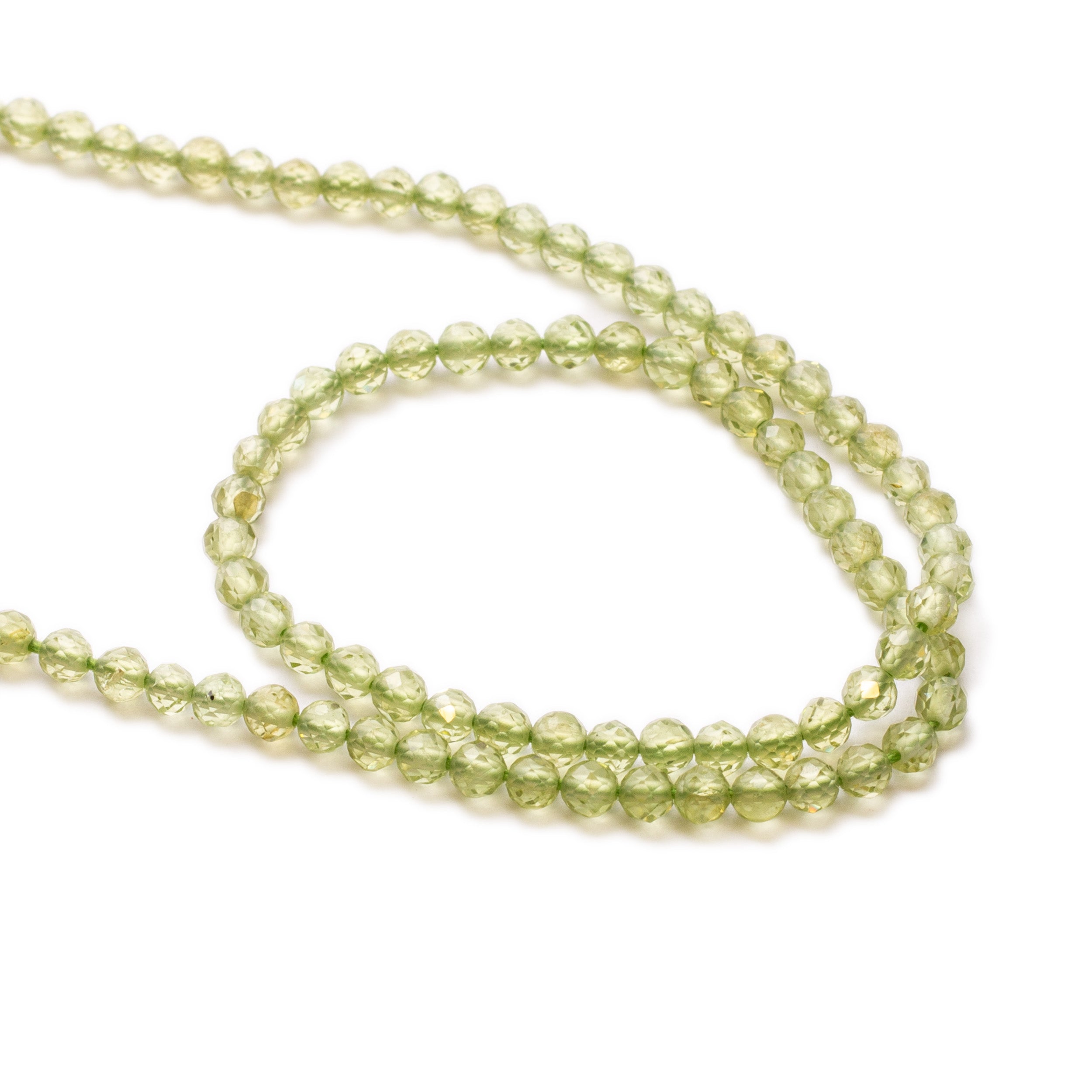 Peridot Micro Faceted Round Beads Approx 2.5mm