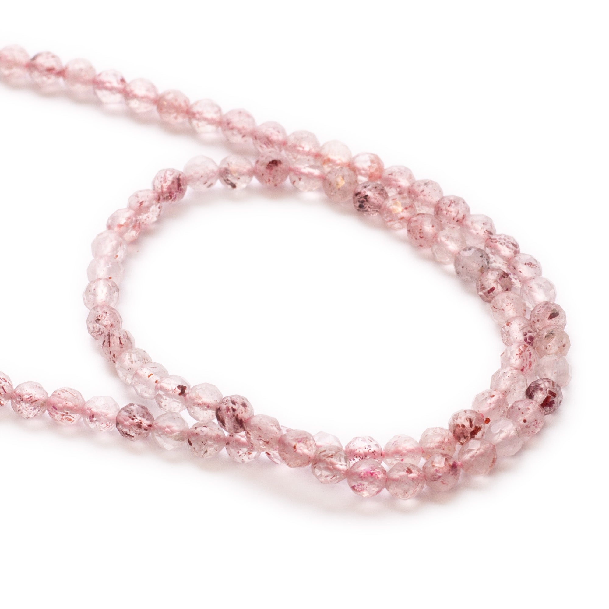 Strawberry Quartz Micro Faceted Round Beads Approx 2mm