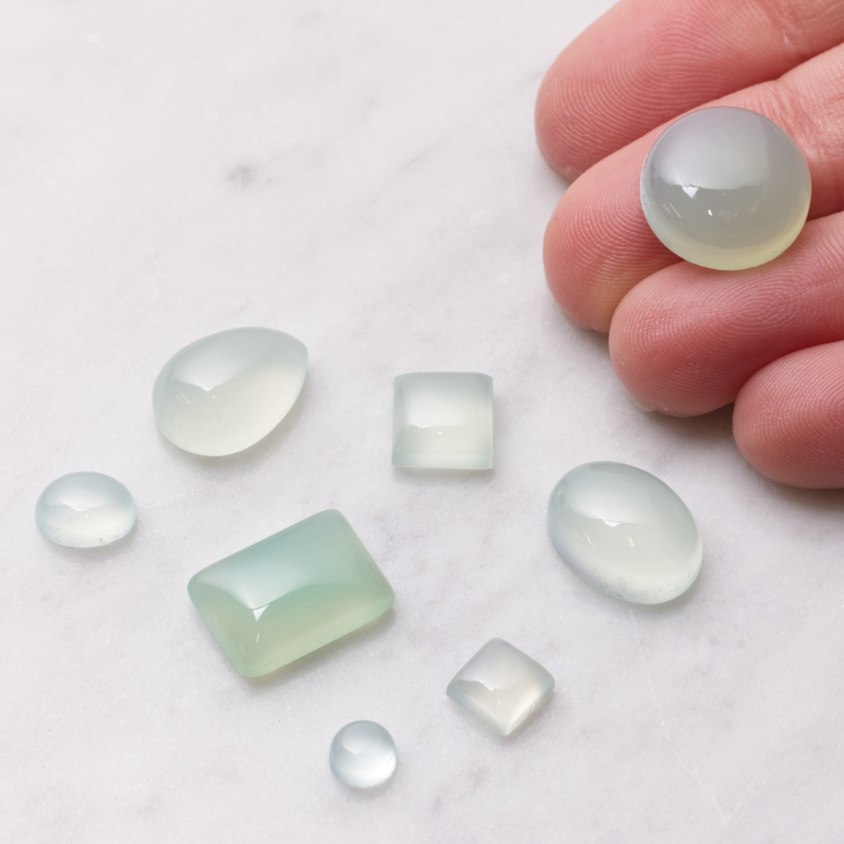 Aqua Blue Chalcedony Cabochons