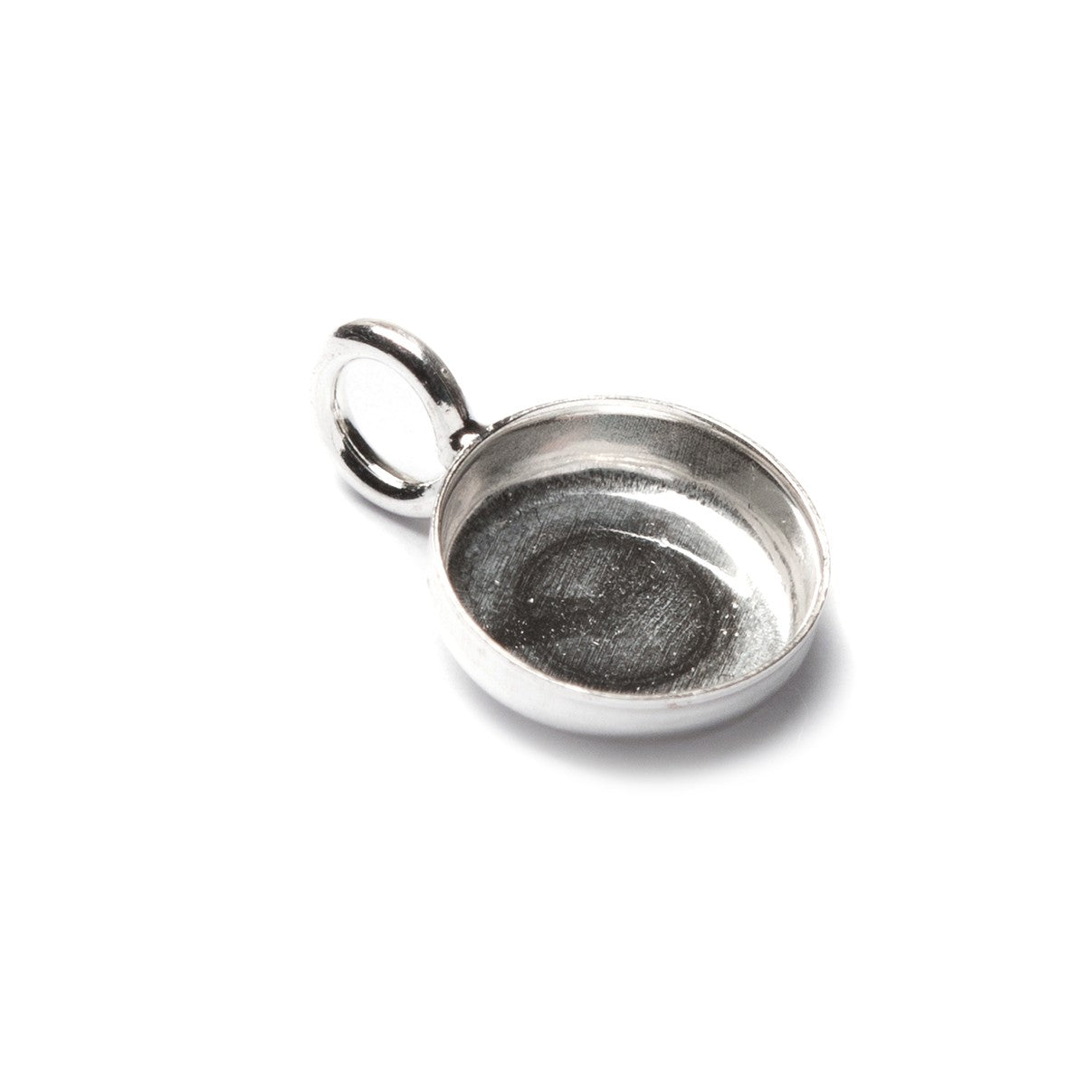 Sterling Silver Plain Edge Bezel Pendant Settings For 6mm Round Cabochon