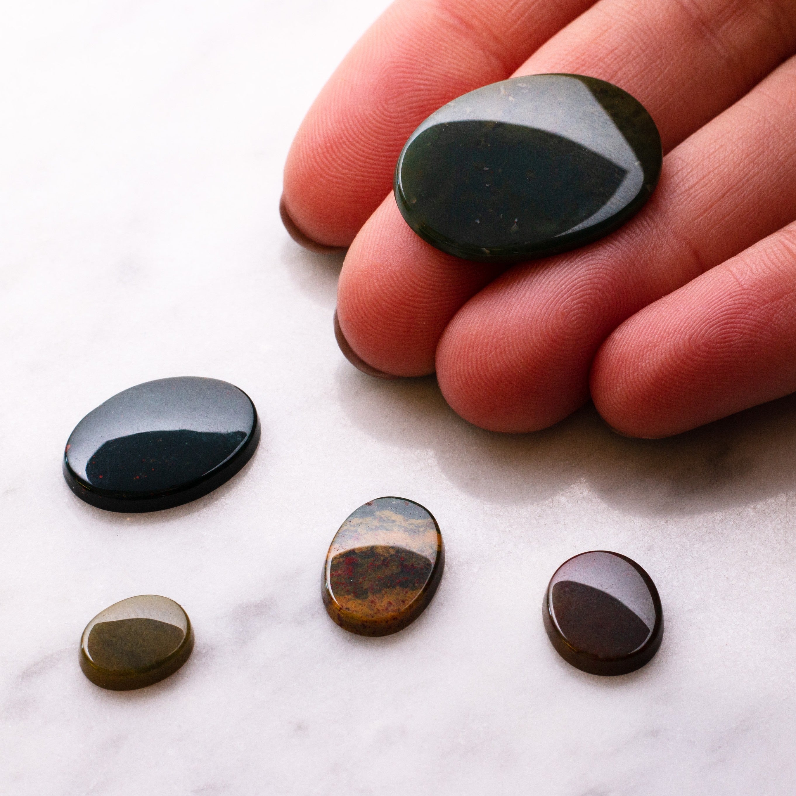 Bloodstone Flat Plate Oval Cabochons