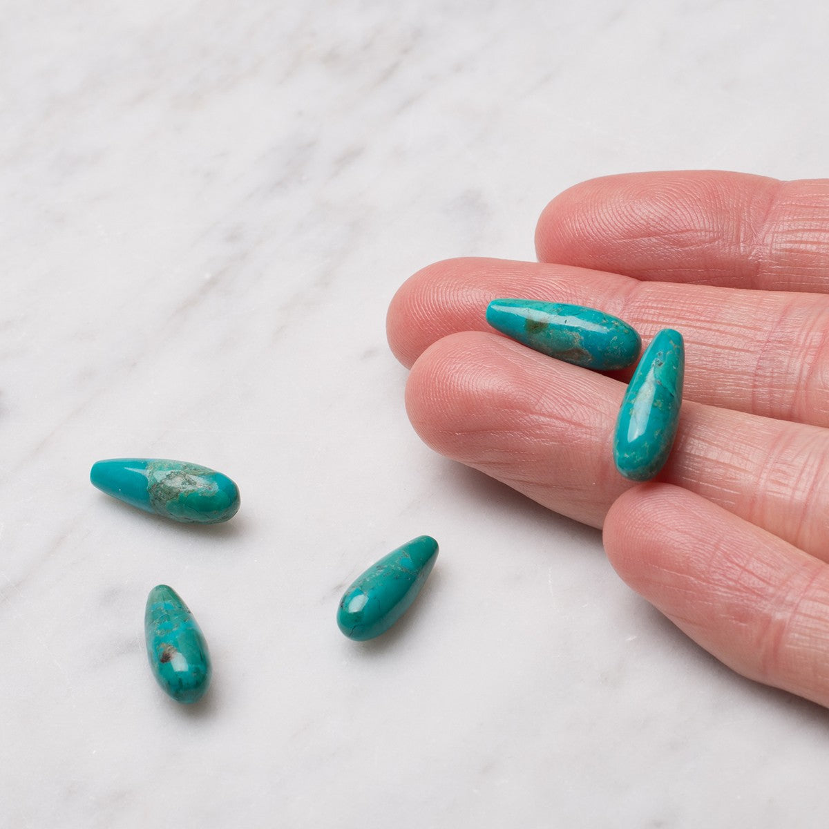 Chinese Turquoise Top Drilled Teardrop Gemstone Beads 16x6mm