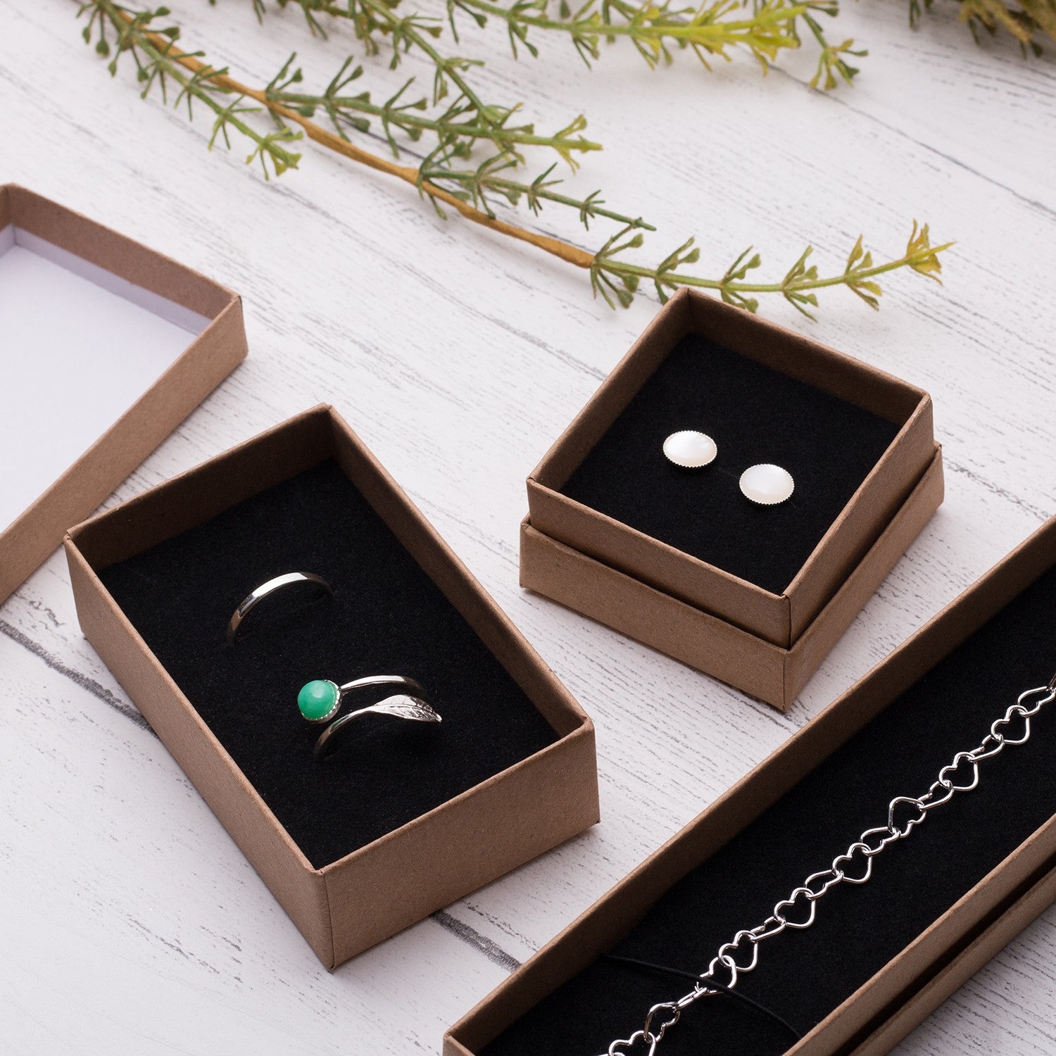 Natural Recyclable Brown Kraft Jewellery Boxes