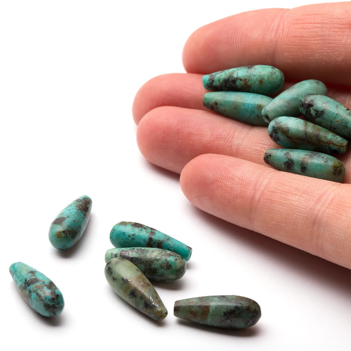 African Turquoise Top Drilled Teardrop Gemstone Beads 16x6mm Teardrop
