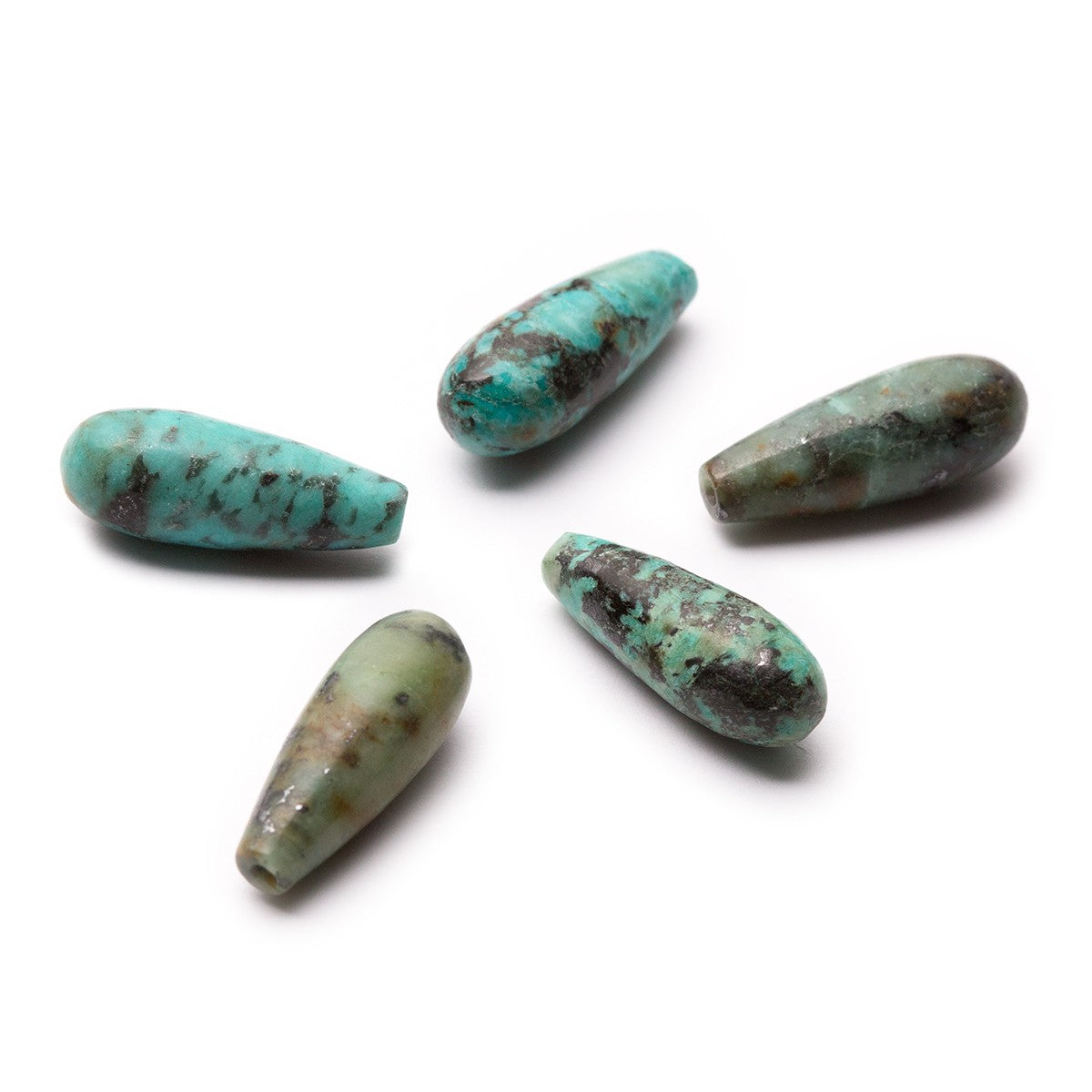 African Turquoise Top Drilled Teardrop Gemstone Beads 16x6mm Teardrop