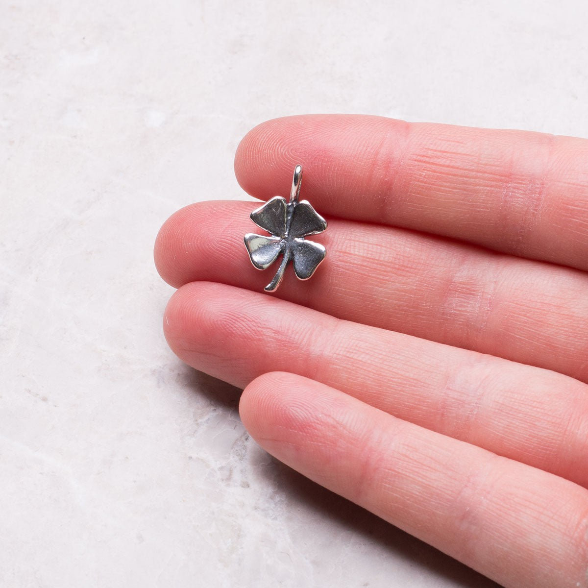 Sterling Silver Solid 4 Leaf Clover Charm