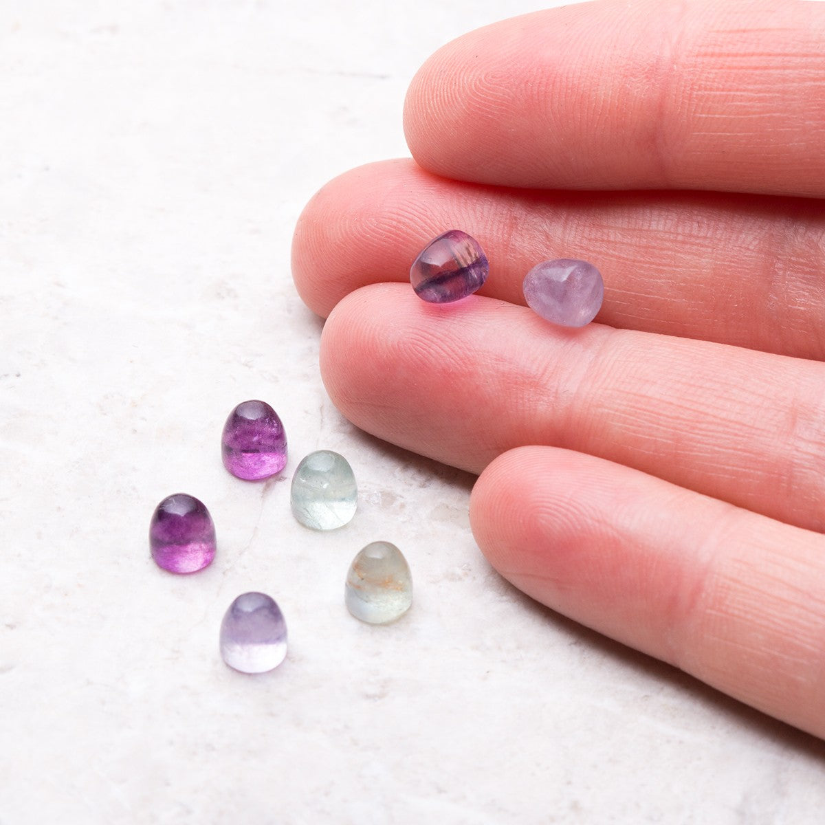 Fluorite Bullet Shaped Cabochons Approx 5mm