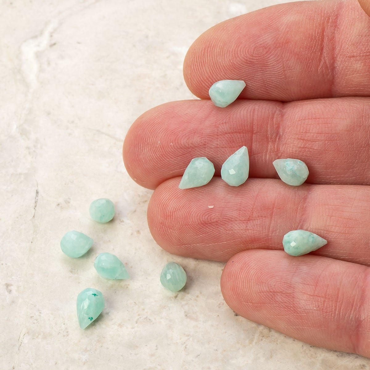 Amazonite Faceted Teardrop Briolette Beads Approx 7x5mm pk10 Beads