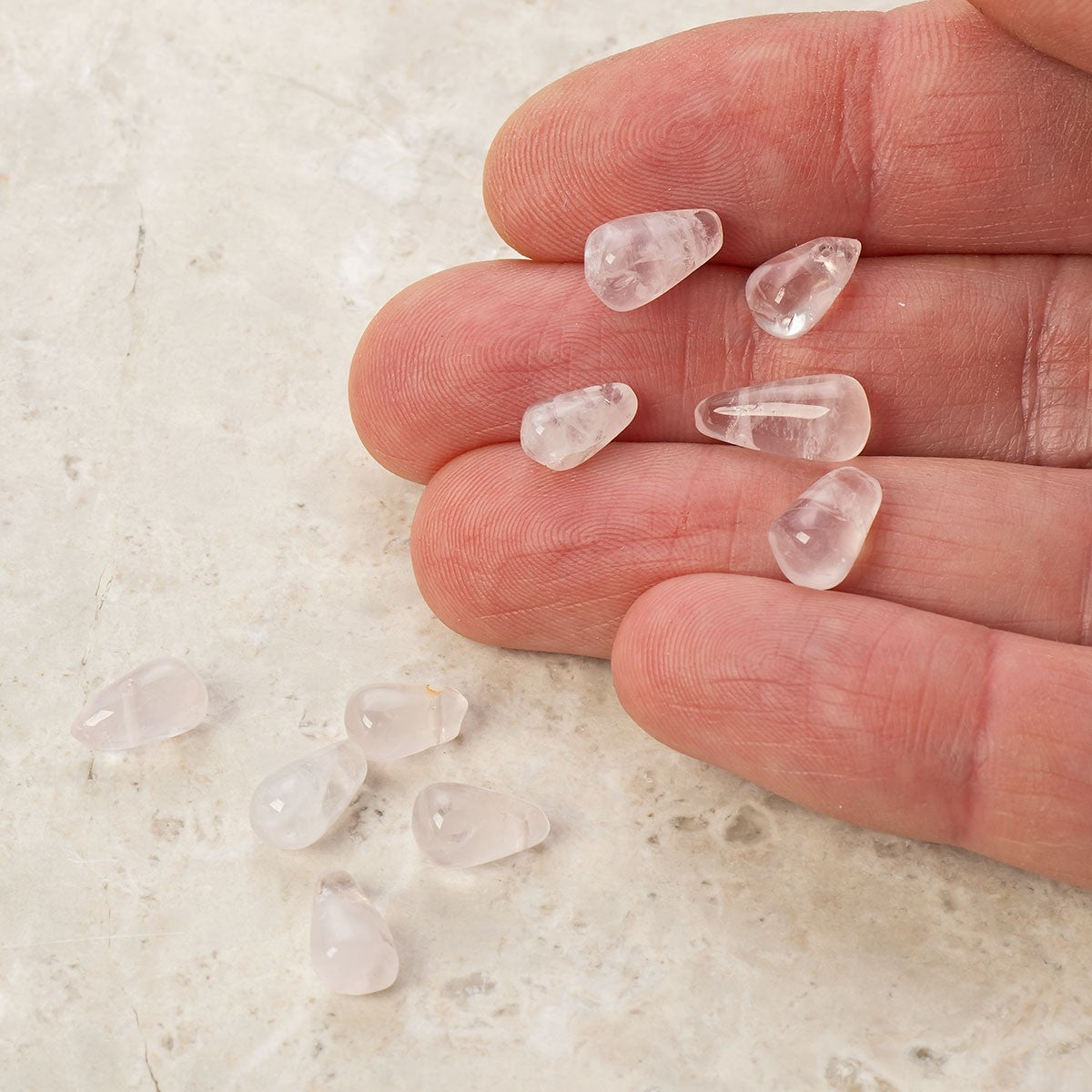 Rose Quartz Smooth Teardrop Briolette Beads Approx 6mm pk10 Beads
