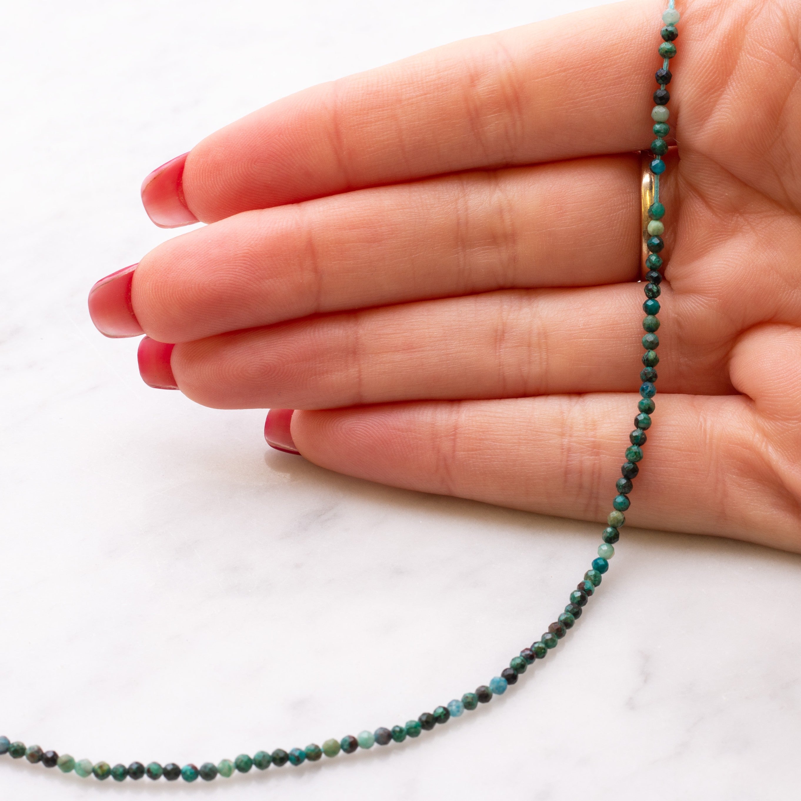 Chrysocolla Micro Faceted Round Beads Approx 1.5mm