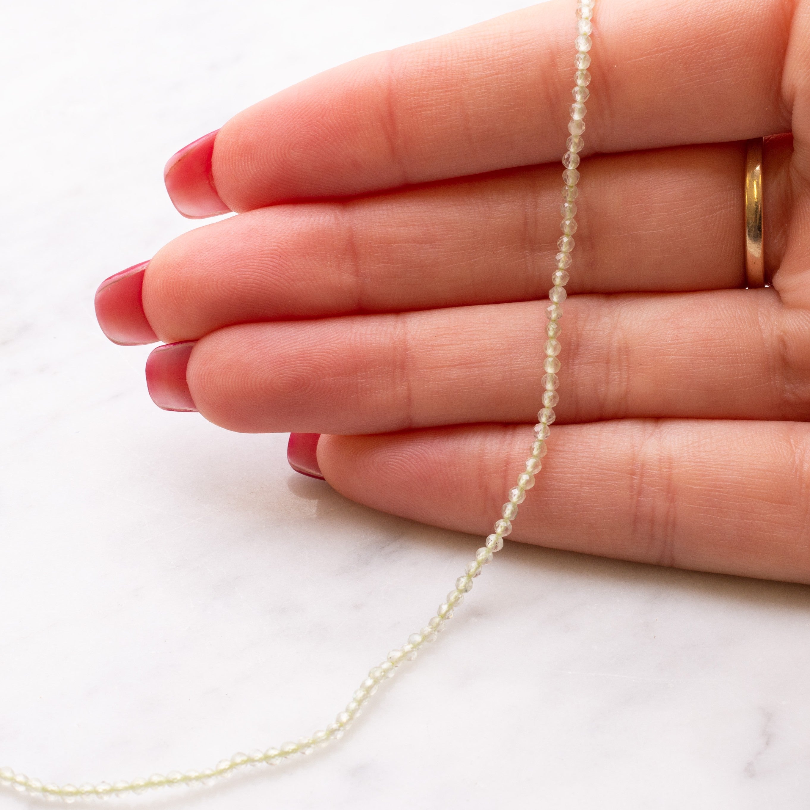 Prehnite Micro Faceted Round Beads Approx 2mm