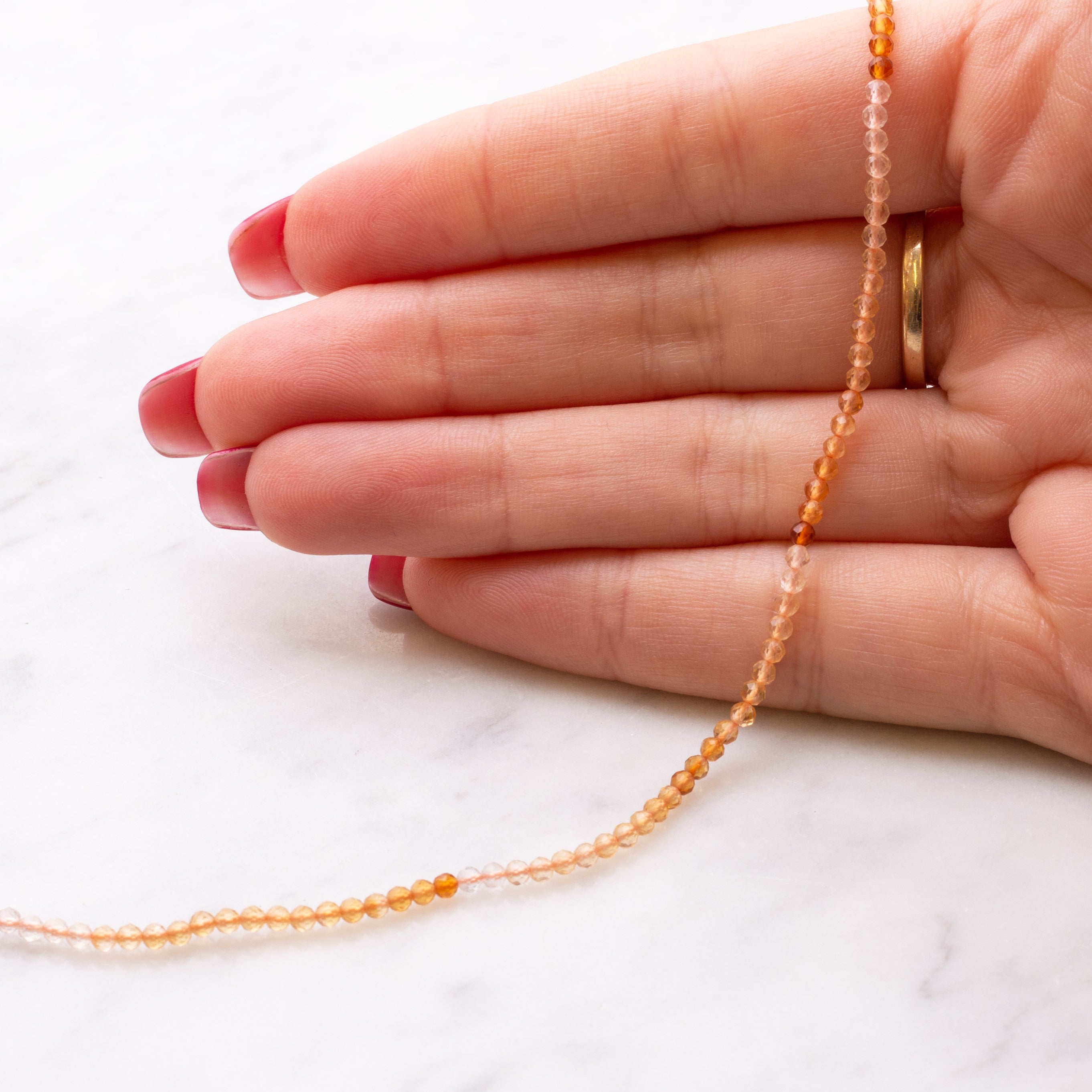 Citrine Shaded Micro Faceted Round Beads Approx 2mm