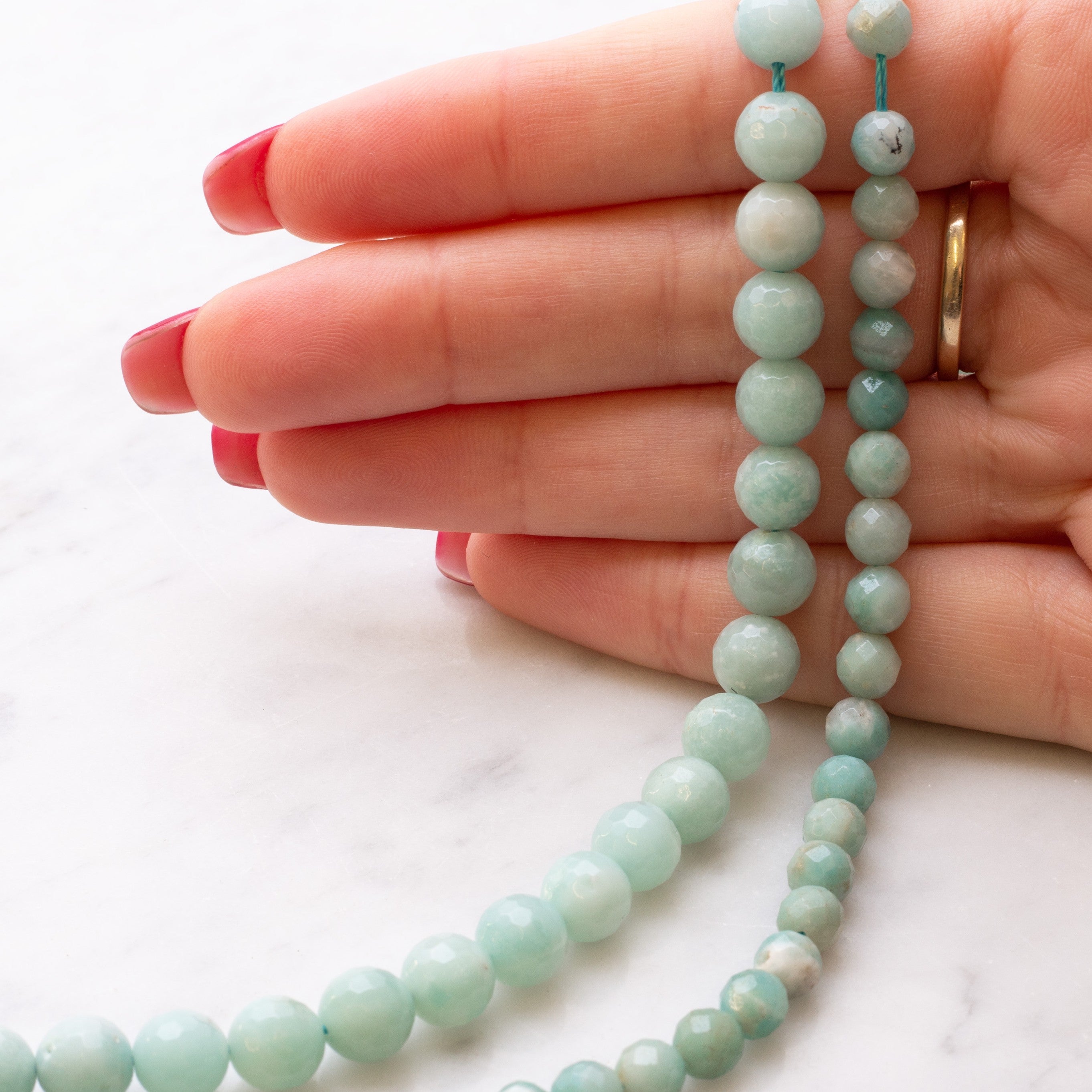 Amazonite Faceted Round Beads