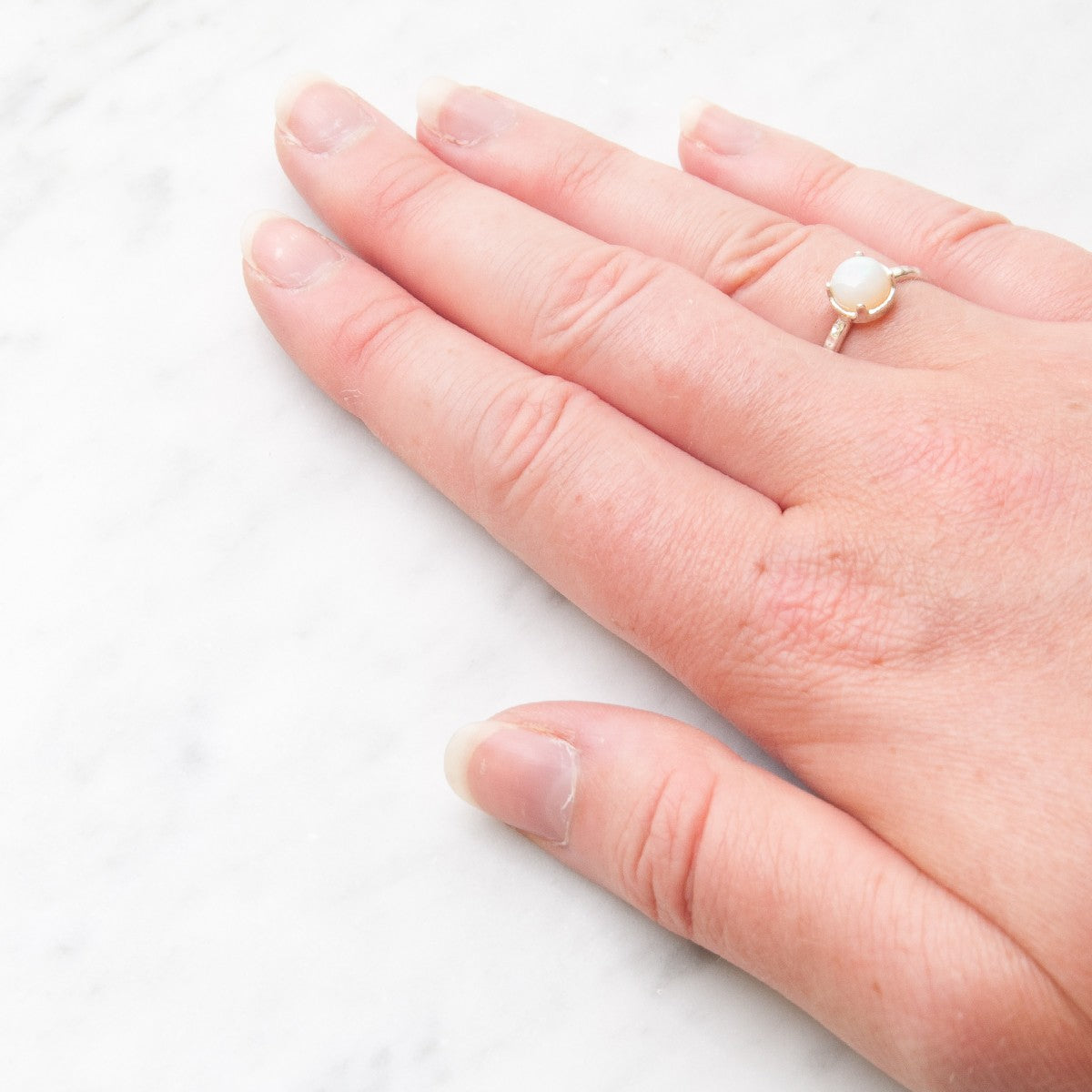 Sterling Silver Adjustable Textured Ring With Decorative Claw For 6mm Round Cabochon