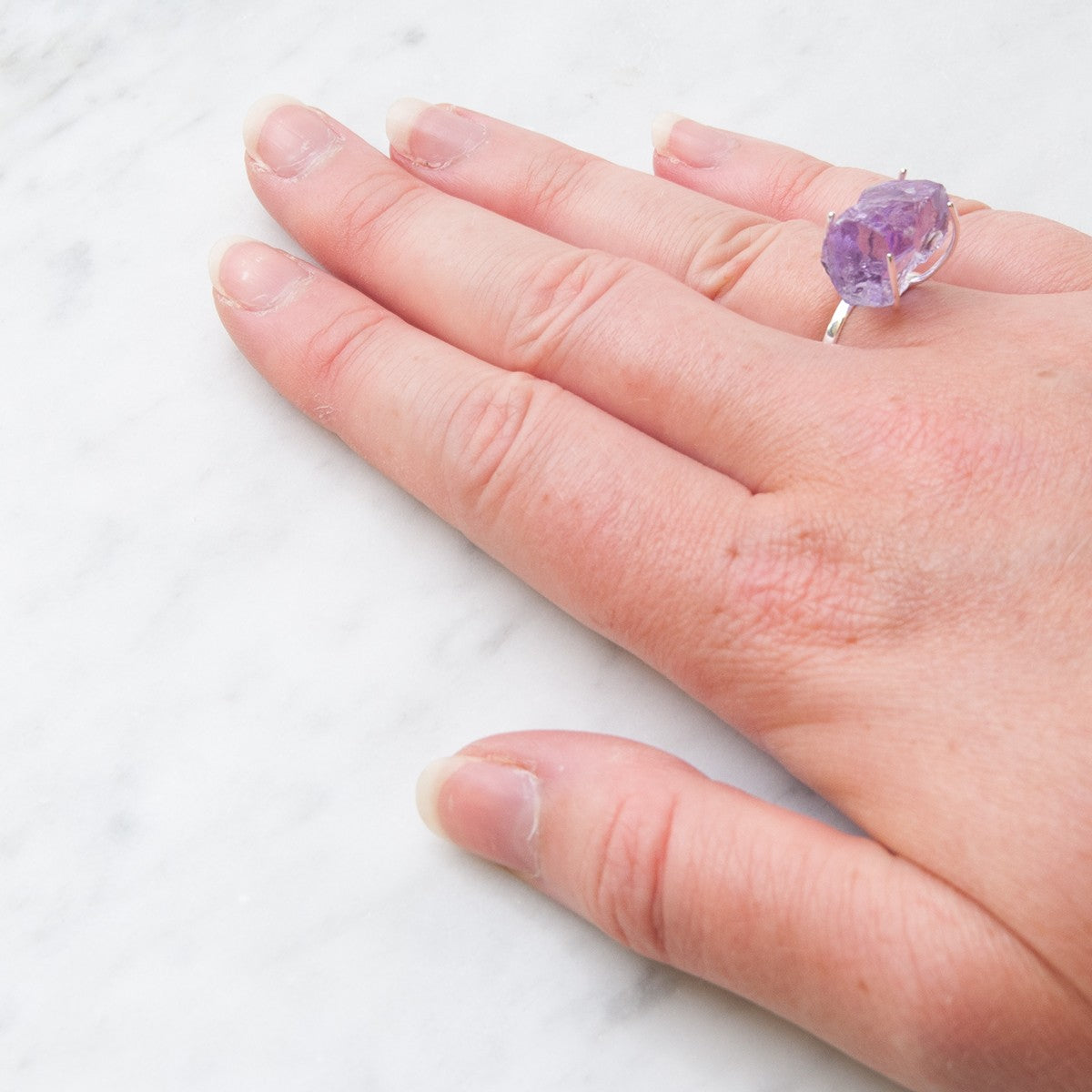 Sterling Silver Adjustable Huggie Claw Ring For Rough Crystals & Sea Glass