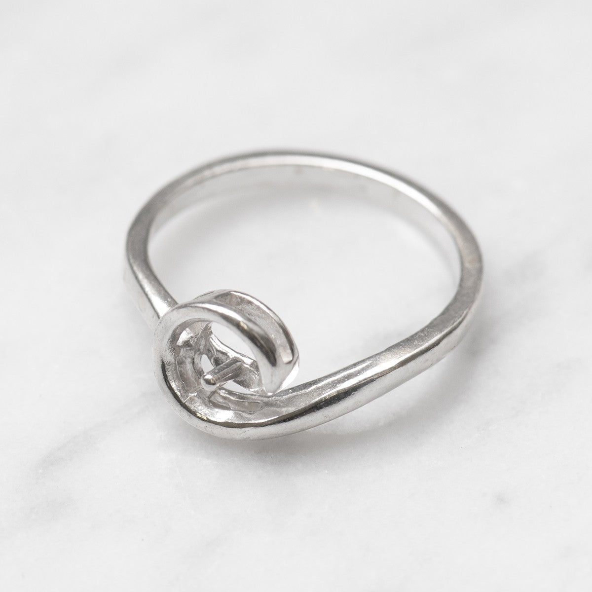 Sterling Silver Ring For One 5-6mm Half Drilled Bead