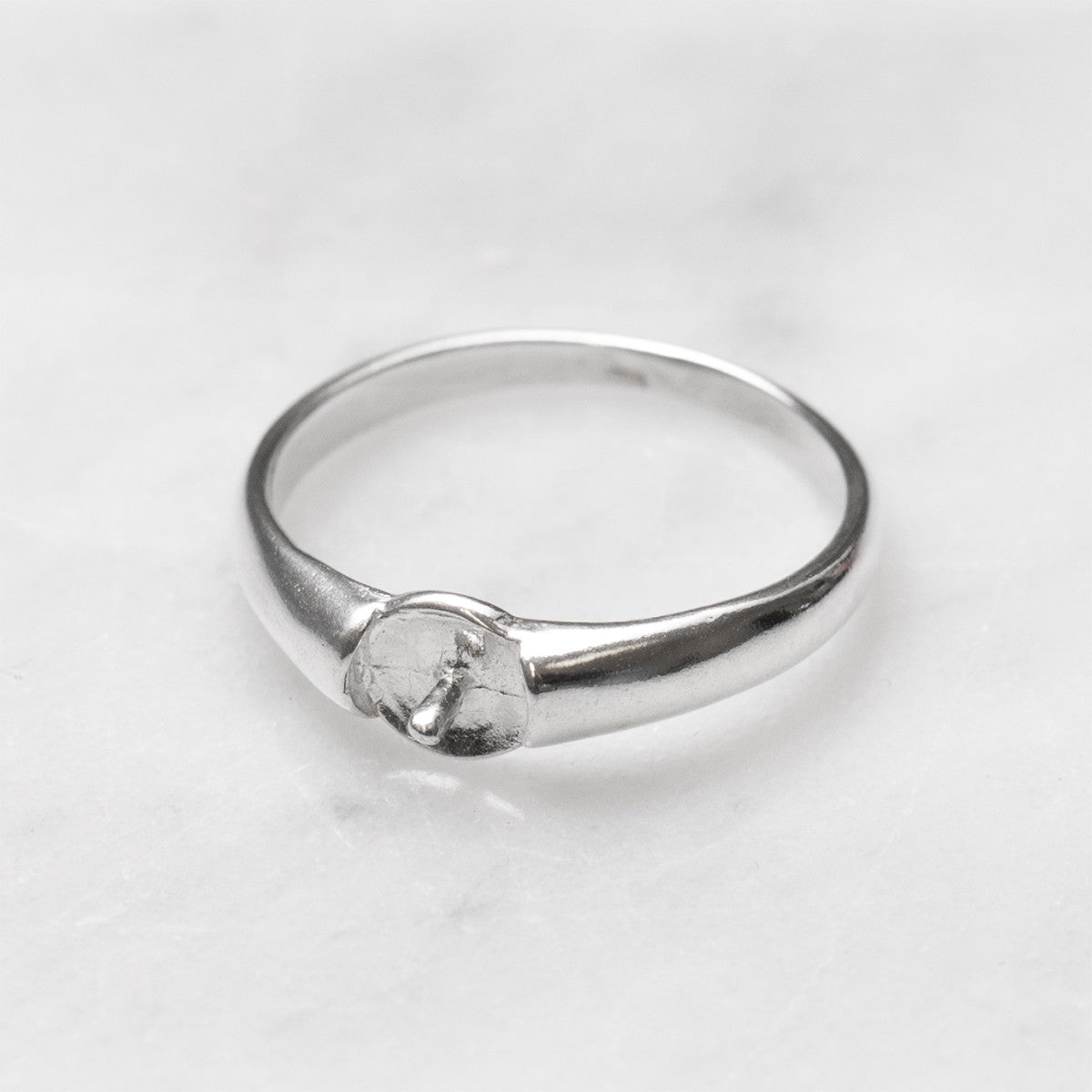 Sterling Silver Ring For One 4mm To 8mm Half Drilled Bead