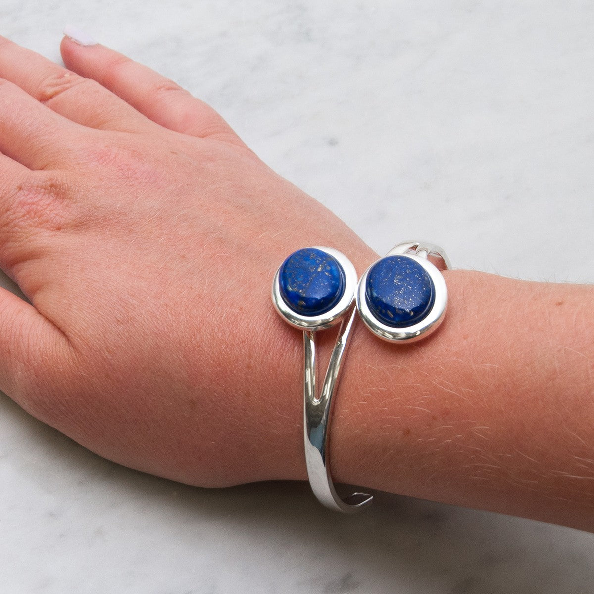 Silver Plated Bangle Setting For 18x13mm Cabochon Stones