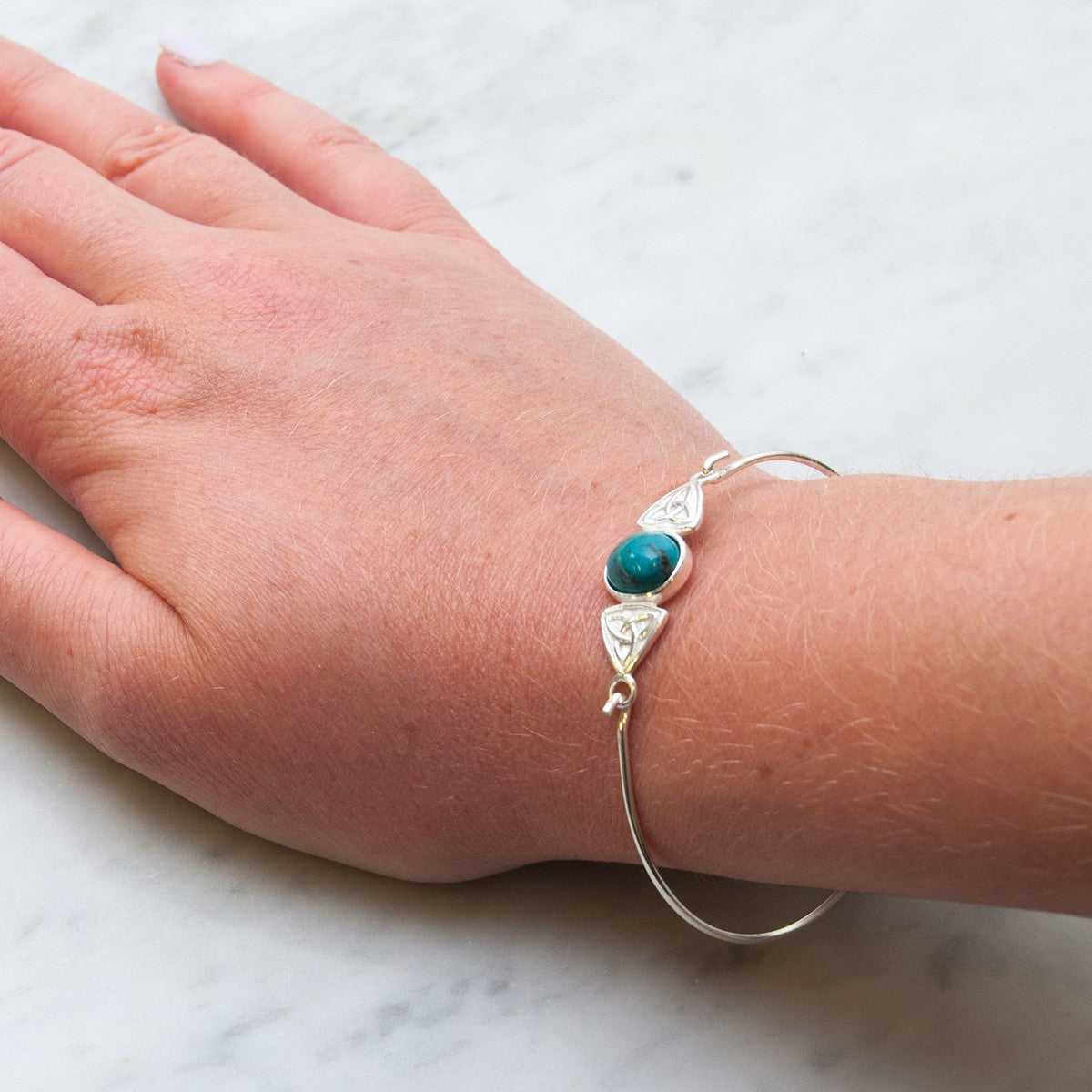 Sterling Silver Celtic Knot Bangle Top For 10x8mm Cabochon Stone