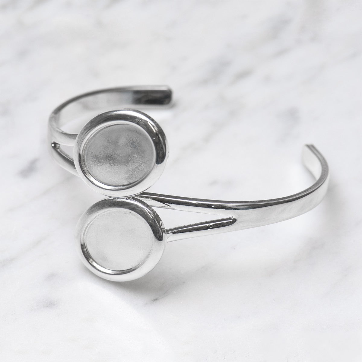 Silver Plated Bangle Setting For 18x13mm Cabochon Stones