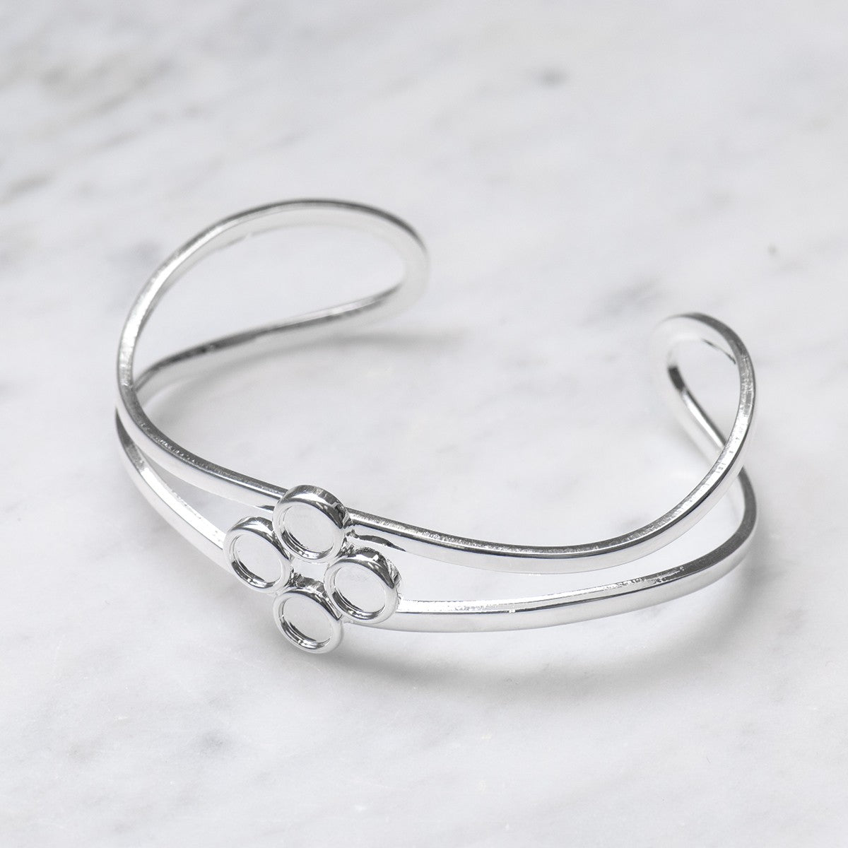 Silver Plated Bangle Setting For 5mm Round Cabochon Stones