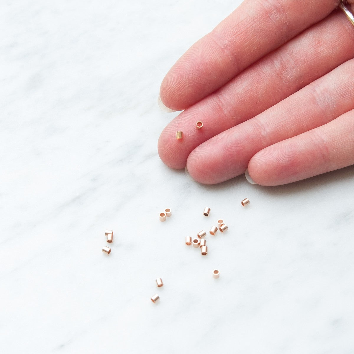 Rose Gold Filled 2x2mm Crimps Pair