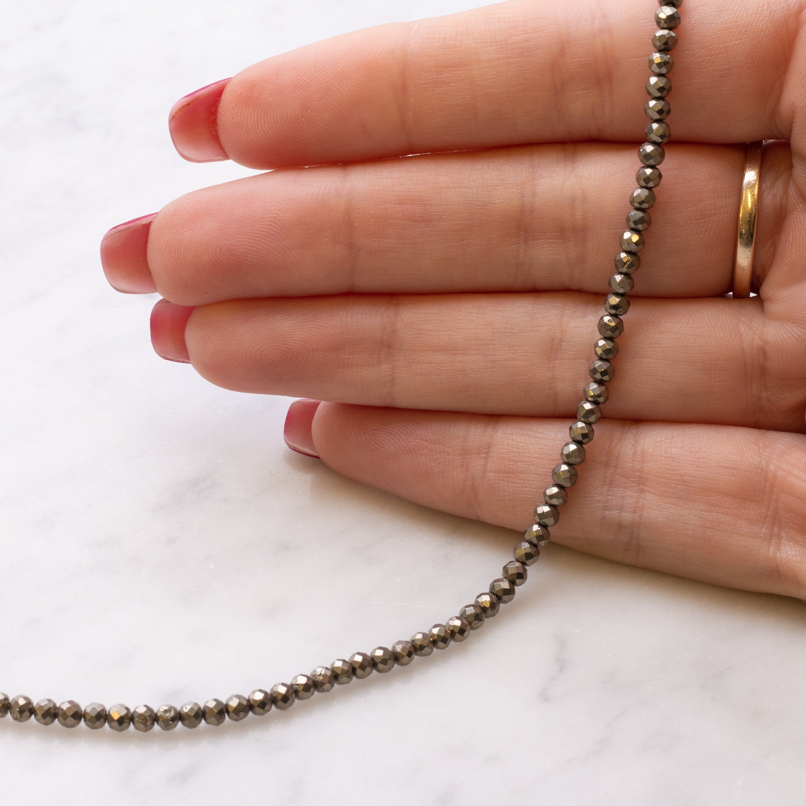 Pyrite Faceted Round Beads Approx 3mm