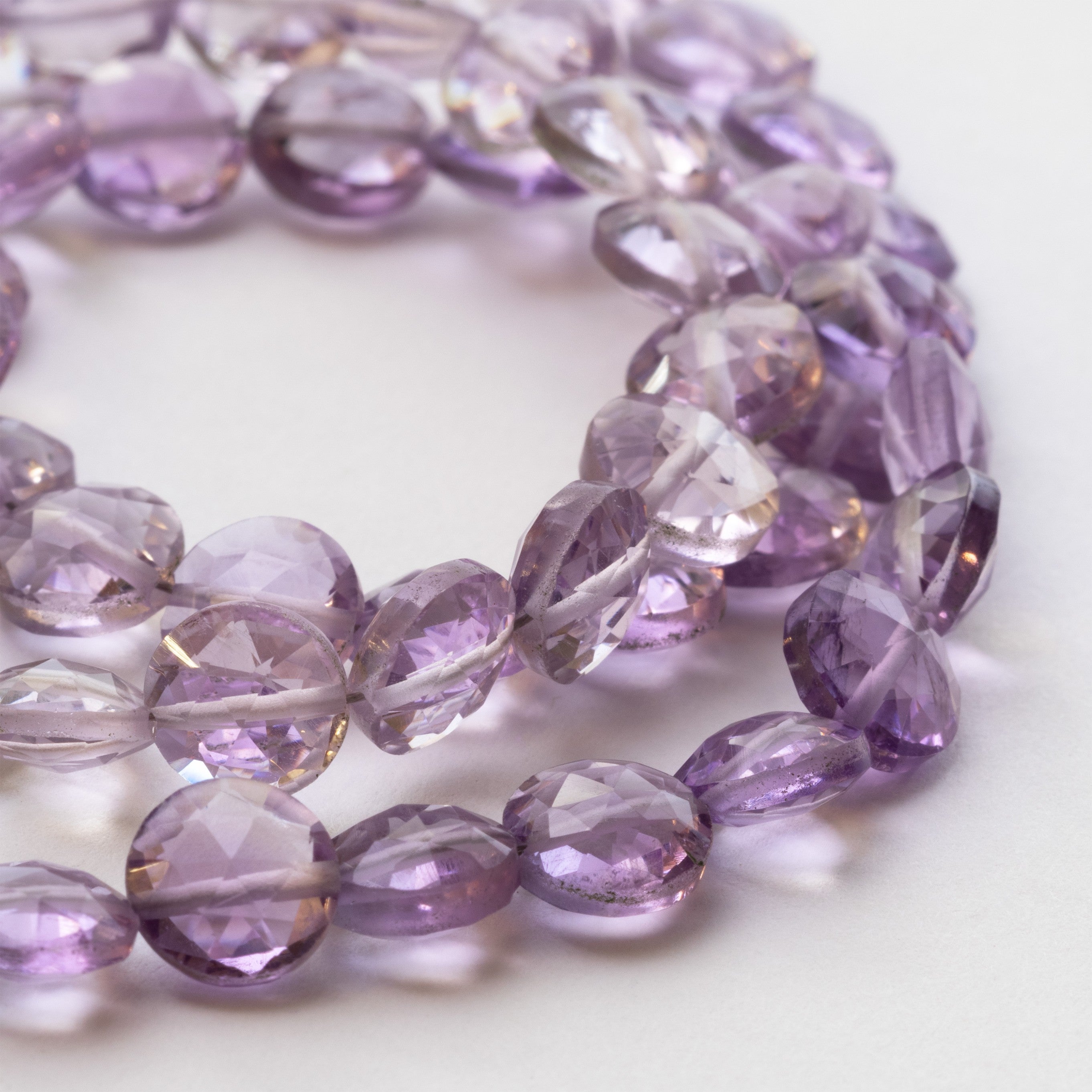 Pink Amethyst Faceted Coin Beads Approx 7mm