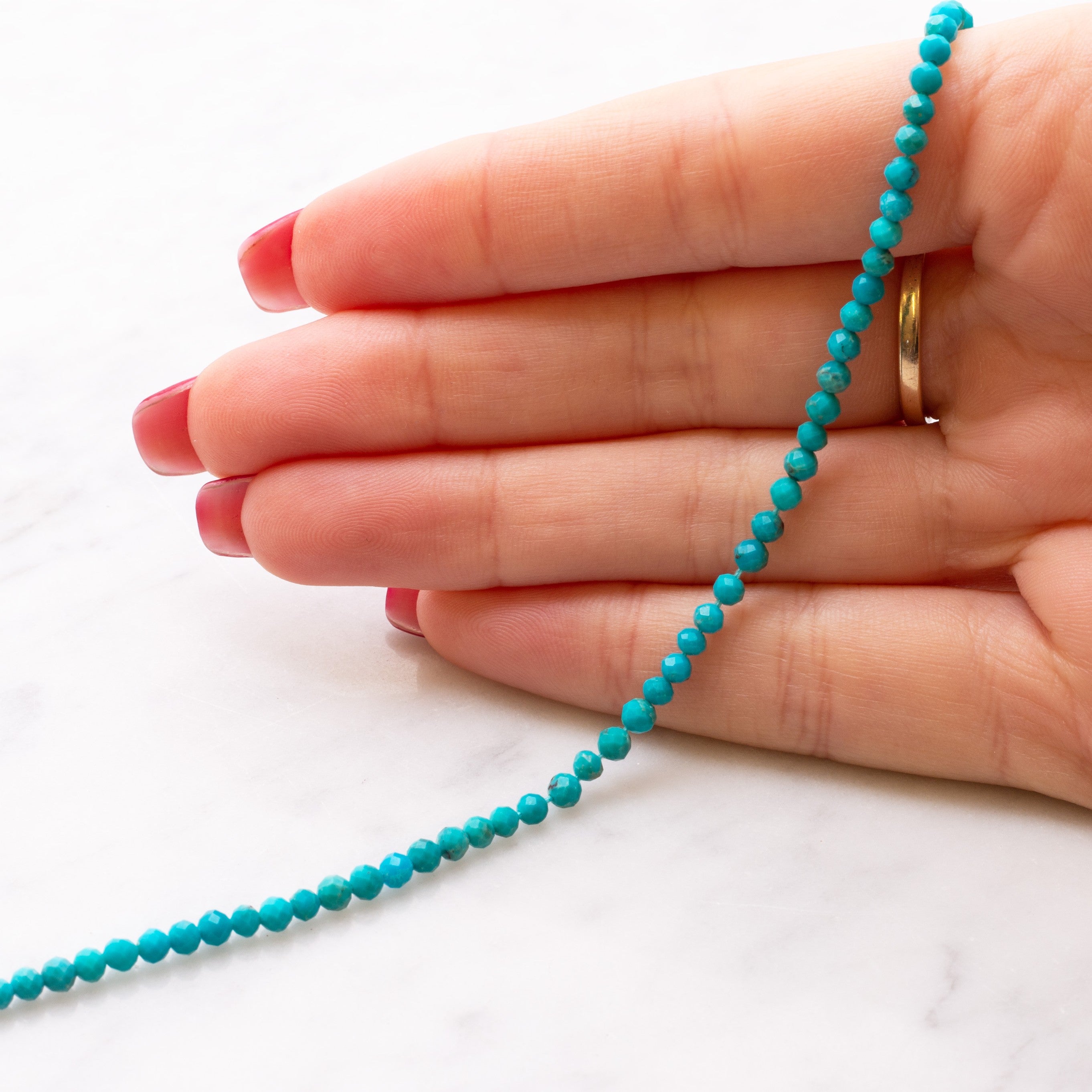 Turquoise Faceted Round Beads Approx 3mm