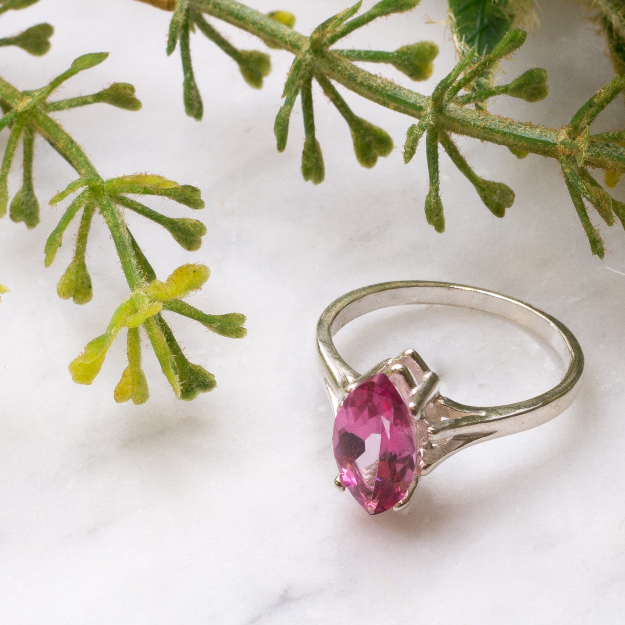 Sterling Silver Pre-Notched Ring For One 12x6mm Marquise Faceted Stone