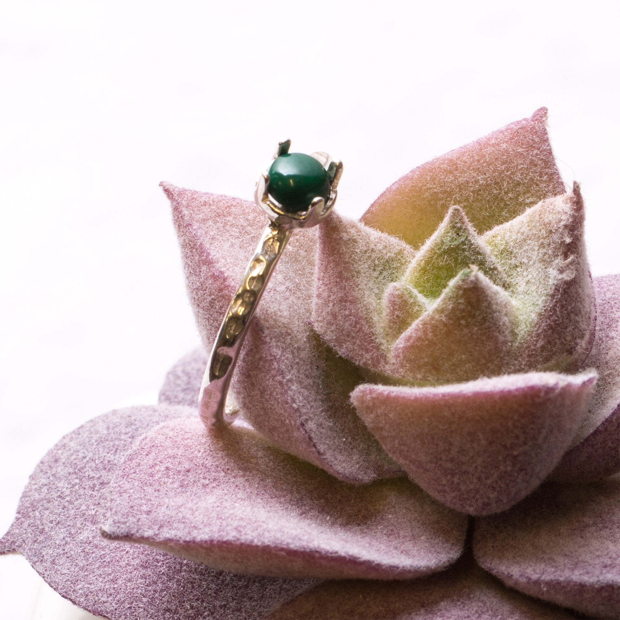 Sterling Silver Adjustable Textured Ring With Decorative Claw For 4mm Round Cabochon