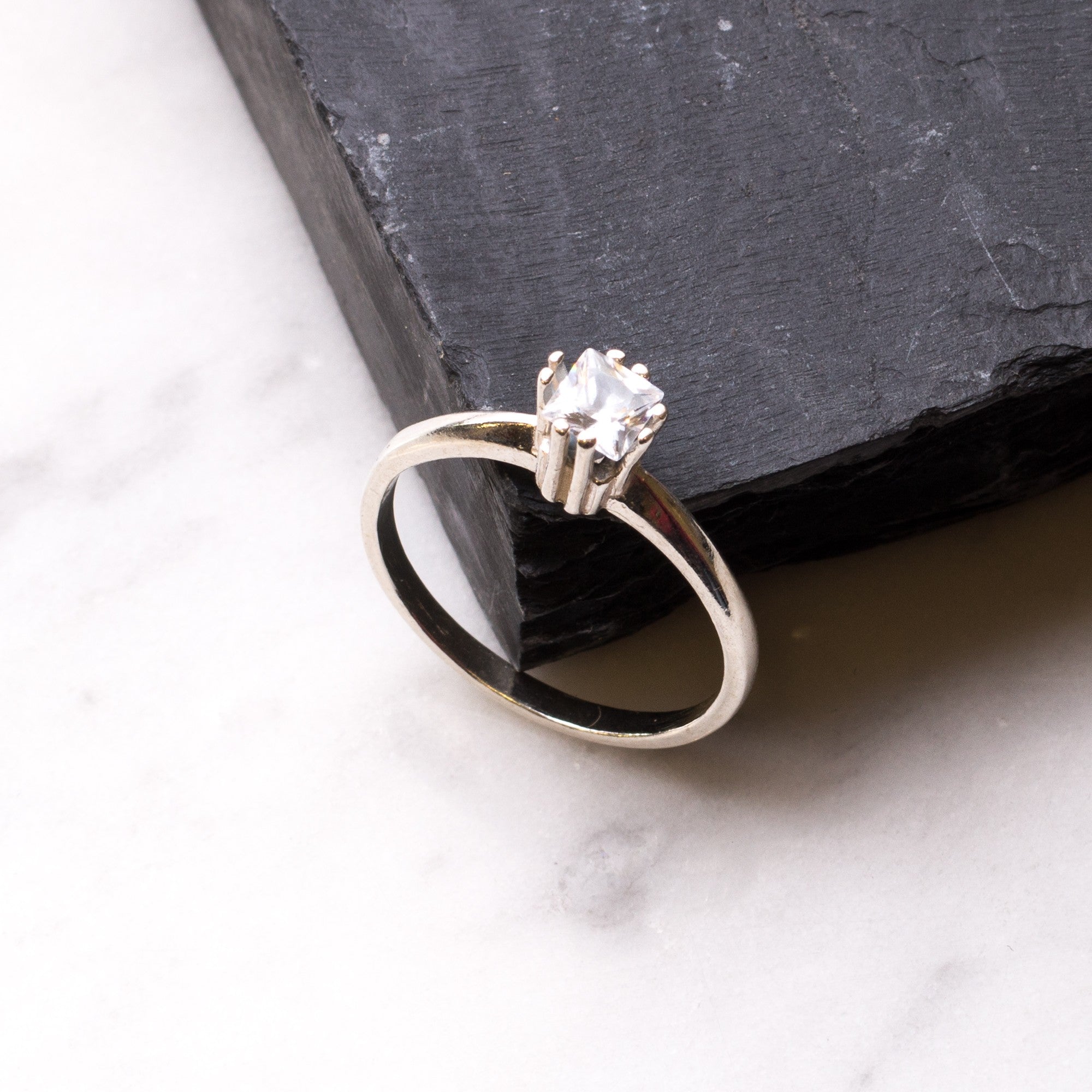 Sterling Silver Claw Ring For 5mm Square Faceted Stone