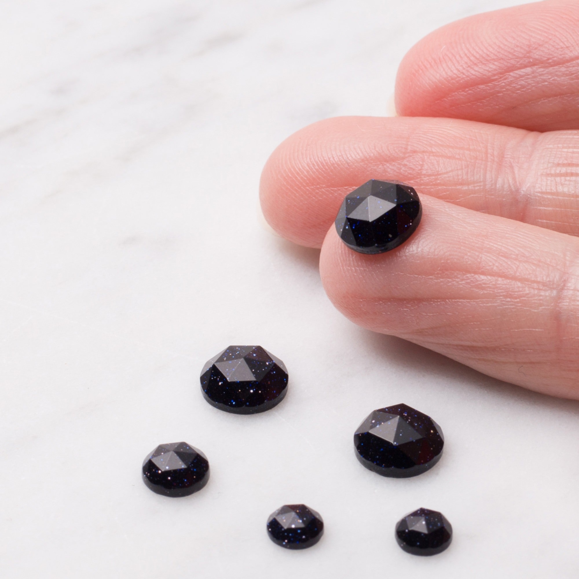 Blue Goldstone Rose Cut Cabochons